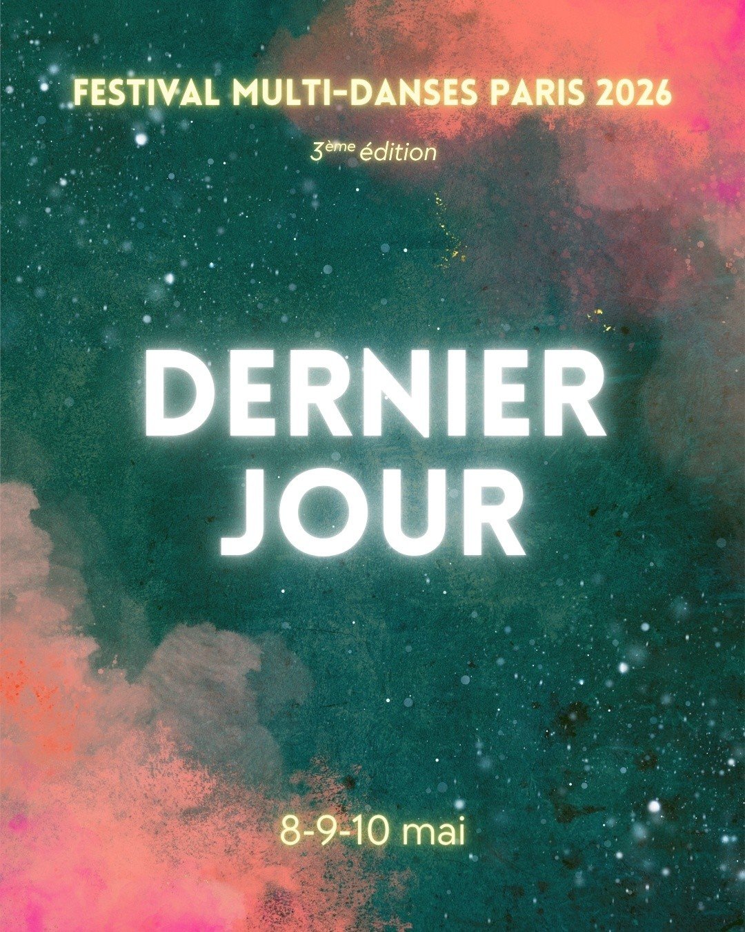 🚨 Dernier jour pour r&eacute;server en ligne
⏳ Cl&ocirc;ture ce soir &agrave; minuit

💃 22 danses &agrave; d&eacute;couvrir
📍 8&ndash;10 mai

👉 R&eacute;serve maintenant

#festivalmultidansesparis
#danseparis
#dancefestival
#lastchance
#sortirapa