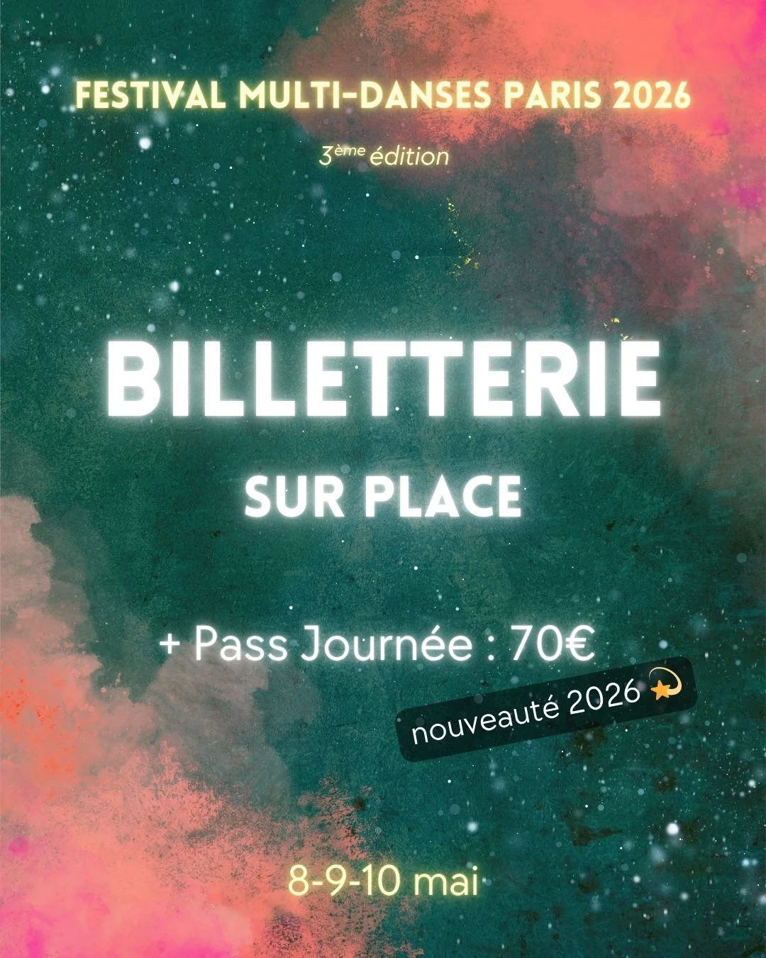 La billetterie en ligne est maintenant ferm&eacute;e ✨
Mais tu peux prendre ton billet directement sur place !

Les cours en RDC restent accessibles tout le week-end,
m&ecirc;me en arrivant &agrave; la derni&egrave;re minute 💃

👉 Sur le site Intern