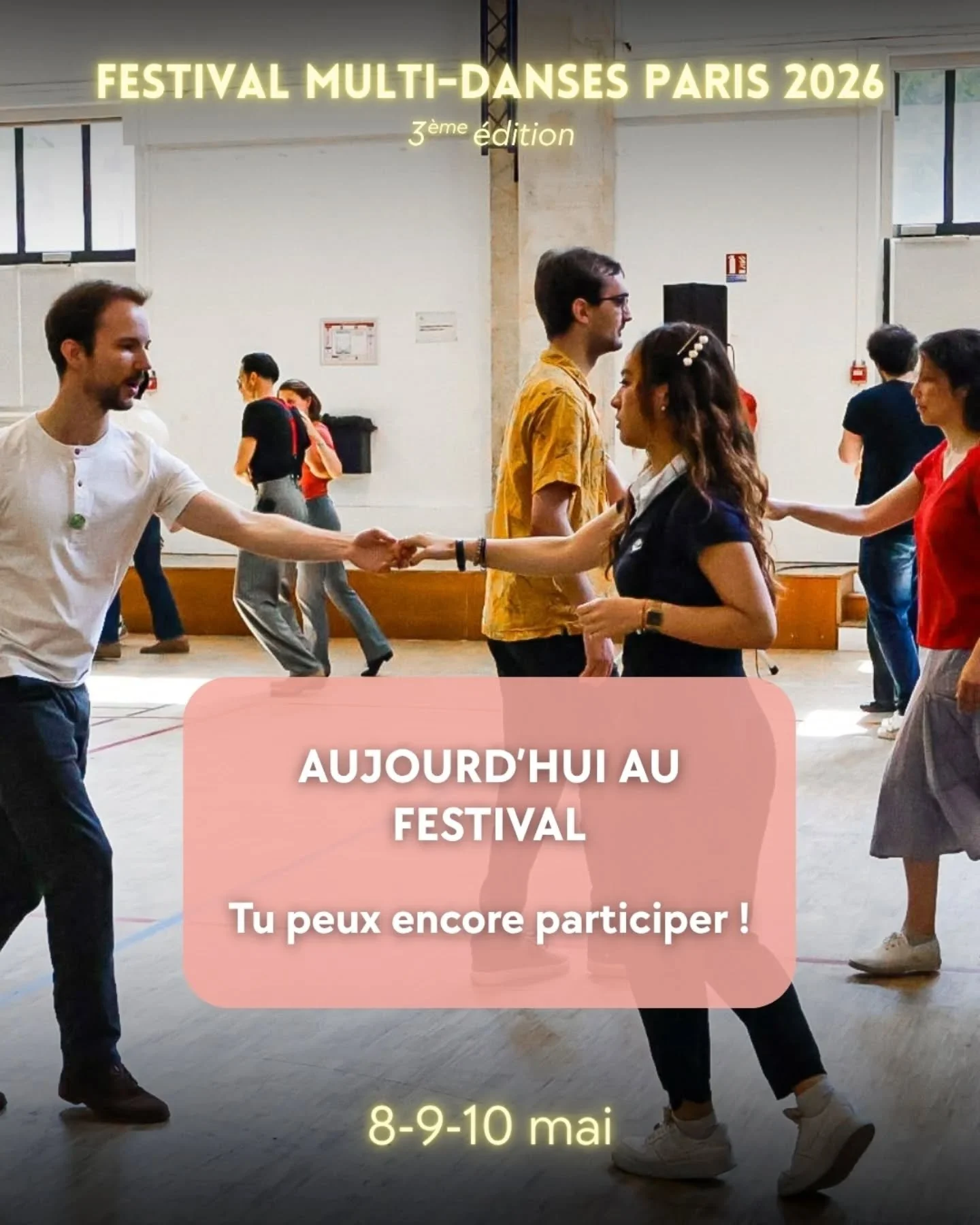💃 Aujourd&rsquo;hui au festival
👉 Des cours restent accessibles toute la journ&eacute;e

Notamment :

✨ Lindy Hop
✨ Waacking
✨ Zouk Br&eacute;silien
✨ Danses de Salon - latines et standards

🎟️ Billets sur place

👉 Viens quand tu veux

#festivalm