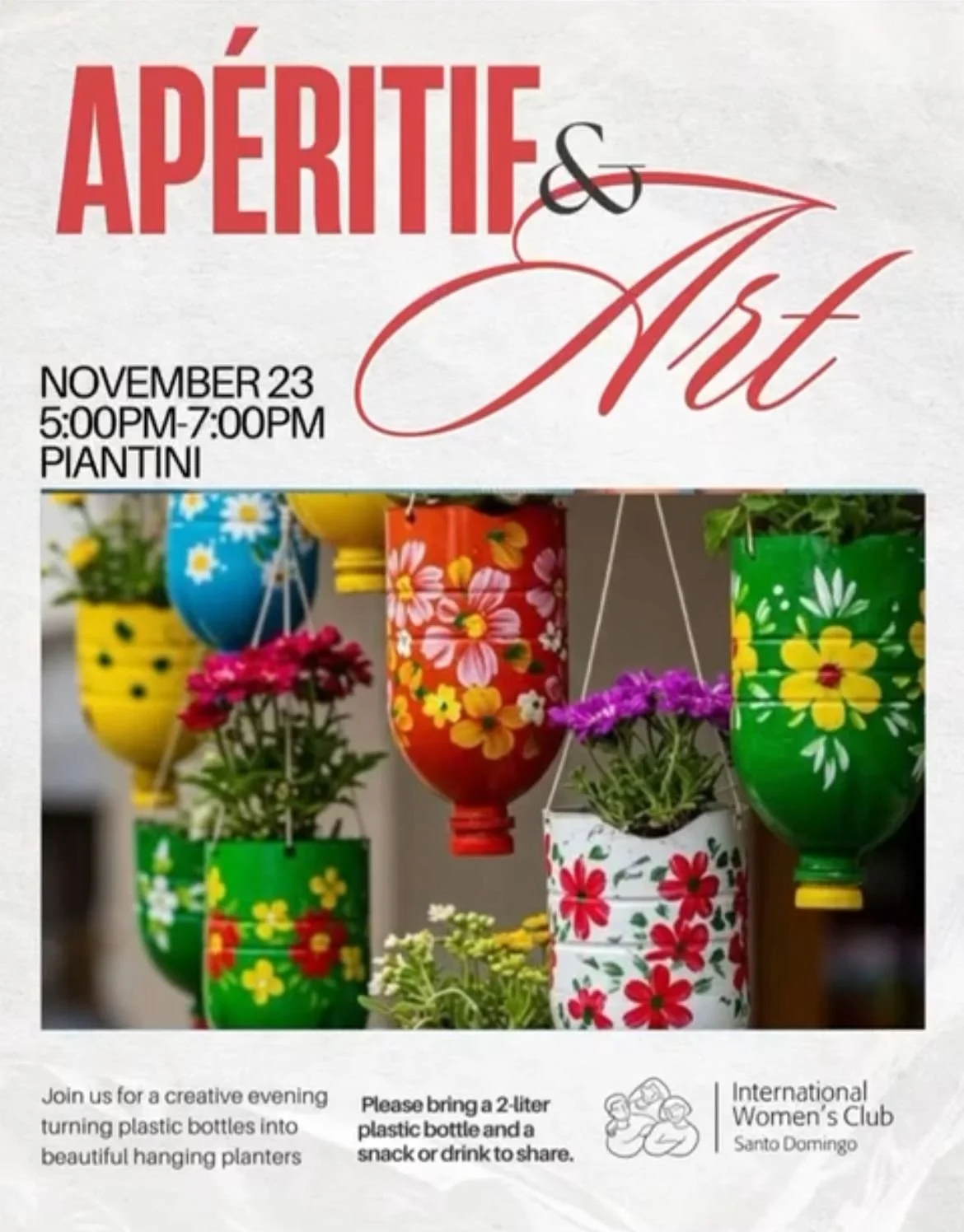 Aperitif & Art - Recycle Plastic Bottles into Hanging Planters guided by Jeannie