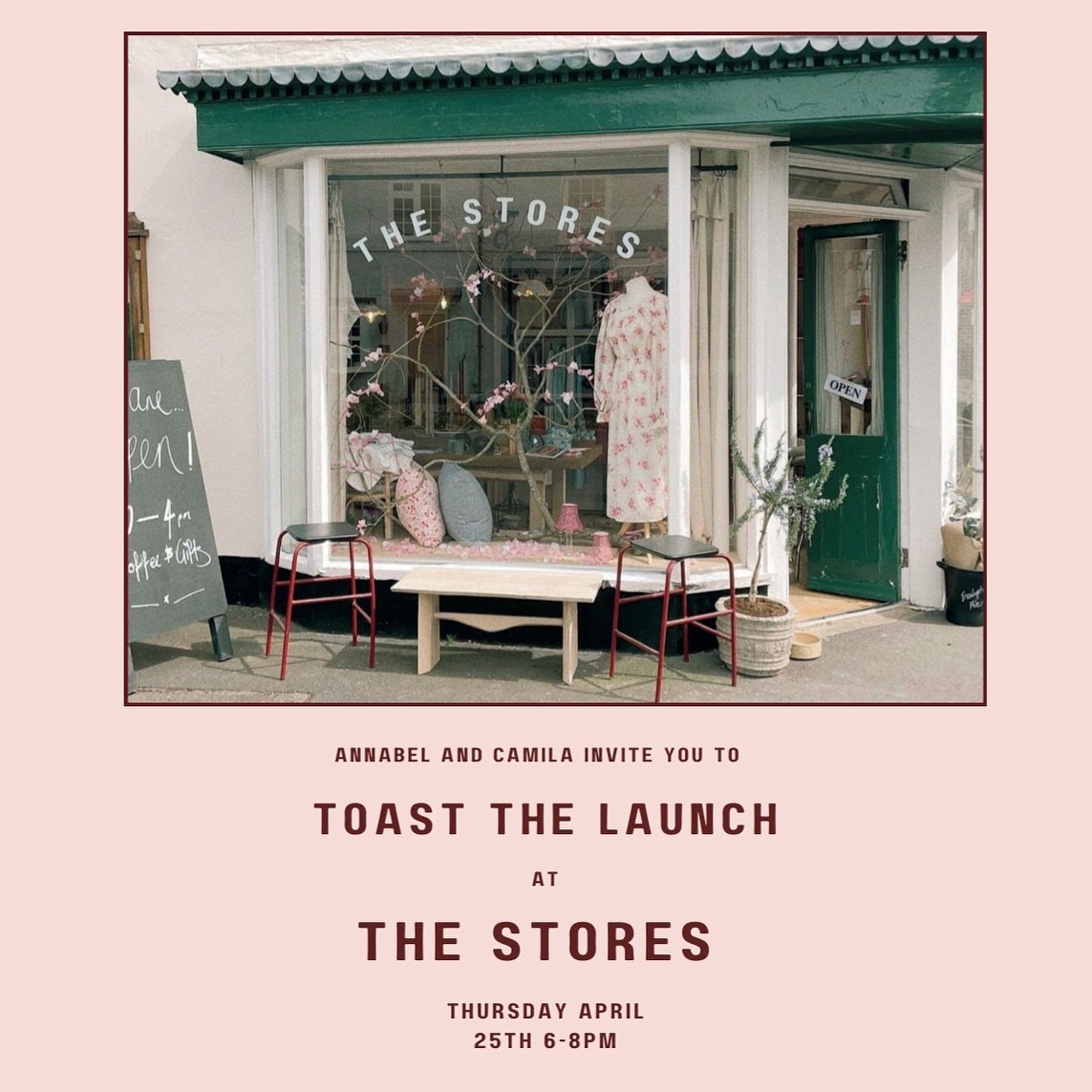 We&rsquo;d like to invite you to celebrate the official opening of The Stores! Join us for bubbles and canap&eacute;s from 6-8pm. 
Annabel and Camila x
.
.
.
#hampshiretourism #visitwinchester #winchesterliving #hampshirelife #lovehampshire #hampshir