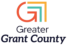 Logo of Grant County featuring stylized text and graphic elements