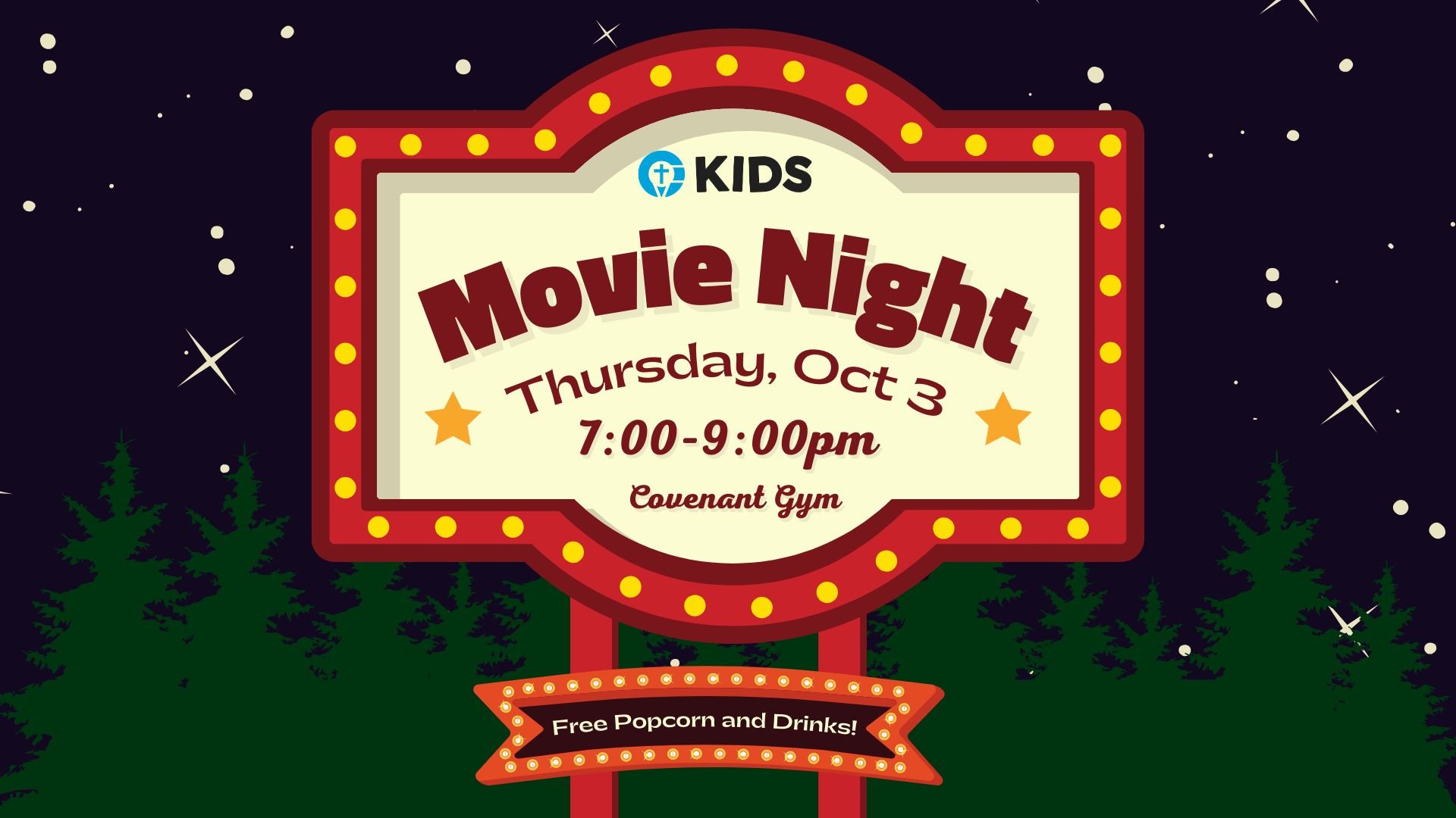 We would love for you to join us for a family-wide Movie Night tomorrow evening in the Covenant Gym! Invite your friends &amp; neighbors and bring your chairs &amp; blankets. All are welcome!

Our featured film will be Encanto (PG), and the movie wil