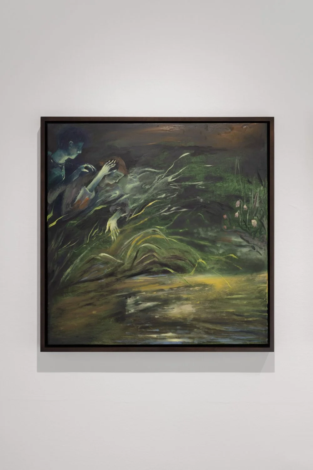 Angela Maasalu, River Listeners, 2026, Oil on canvas, 61 x 61 cm. Photo: Kristīne Madjare