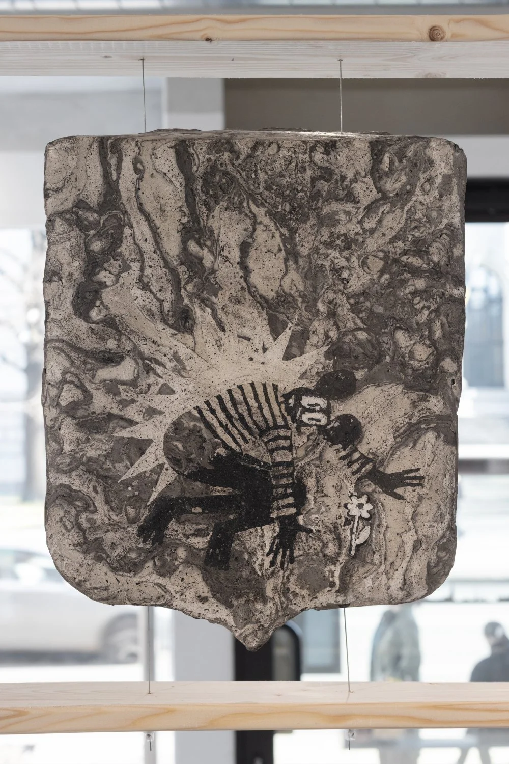 Dzelde Mierkalne, Hope Thaw, 2026, Scagliola inlay, 30 x 38cm. Photo: Kristīne Madjare.