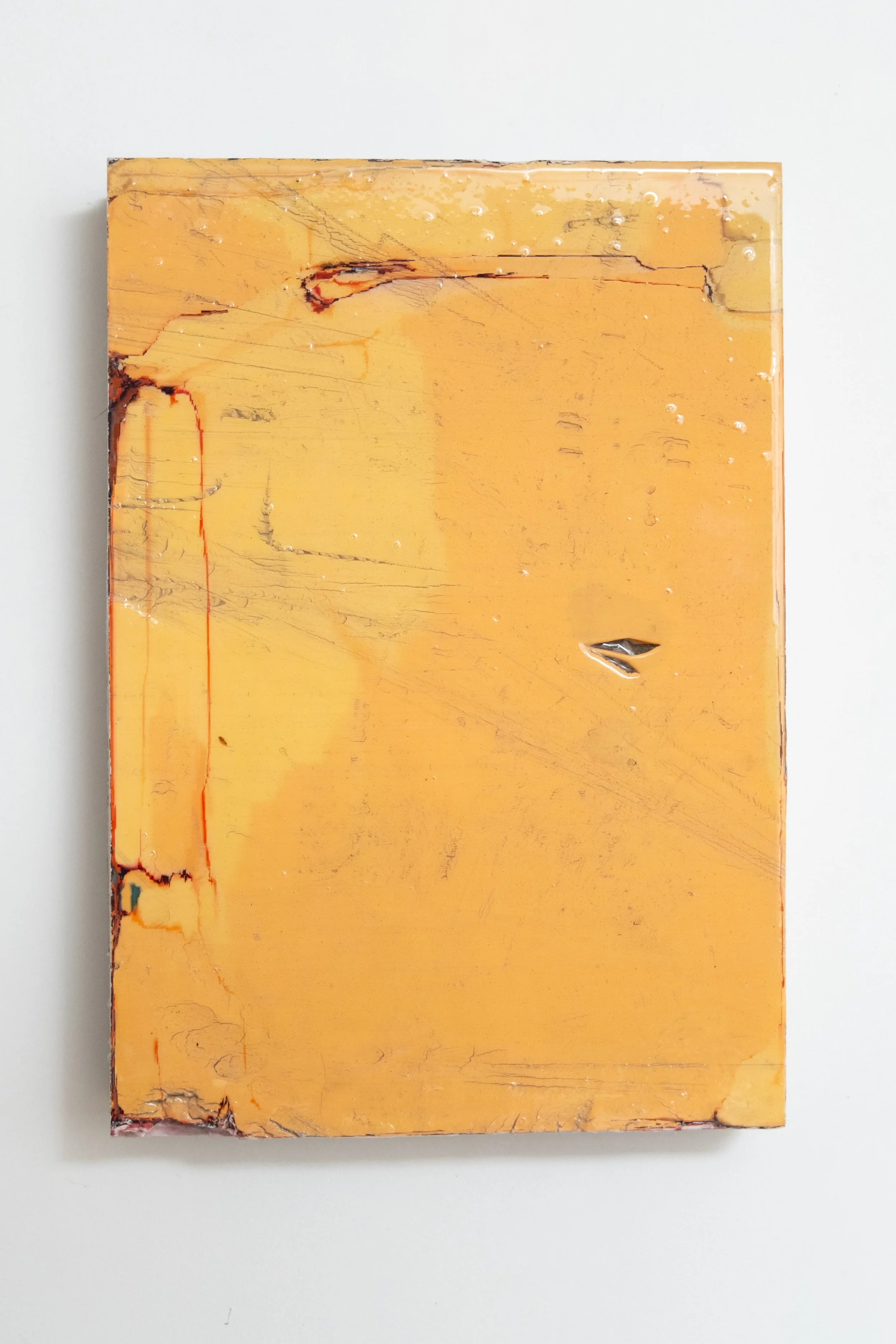 Jānis Dzirnieks, If you answered 25 questions correctly on this quiz, 2026, UV inkjet print on found XPS foam, epoxy resin, steel, 35 x 50,5cm. 
