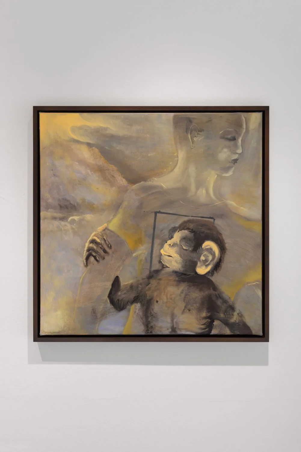 Angela Maasalu, Monkey Say Monkey Do, 2026, Oil on canvas, 61 x 61 cm Photo: Kristīne Madjare