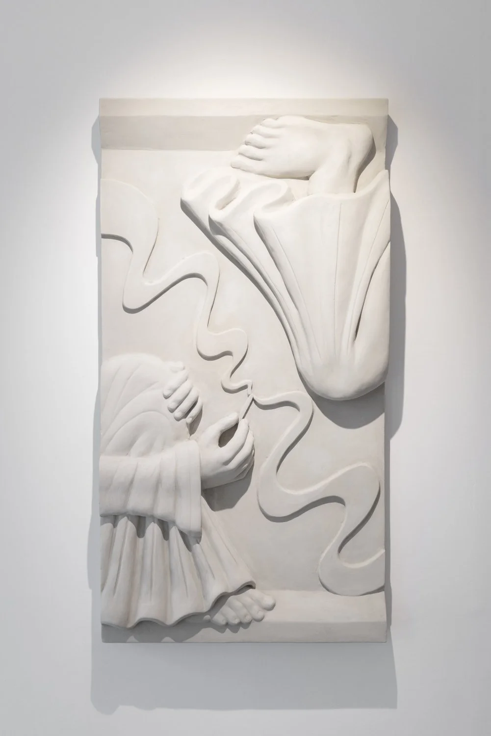 Mark Sun Roz, Pleasure In Constraint, 2025, Plaster, cement, aquaresin, styrofoam, 142 x 75 x 17cm. Photo: Kristīne Madjare.