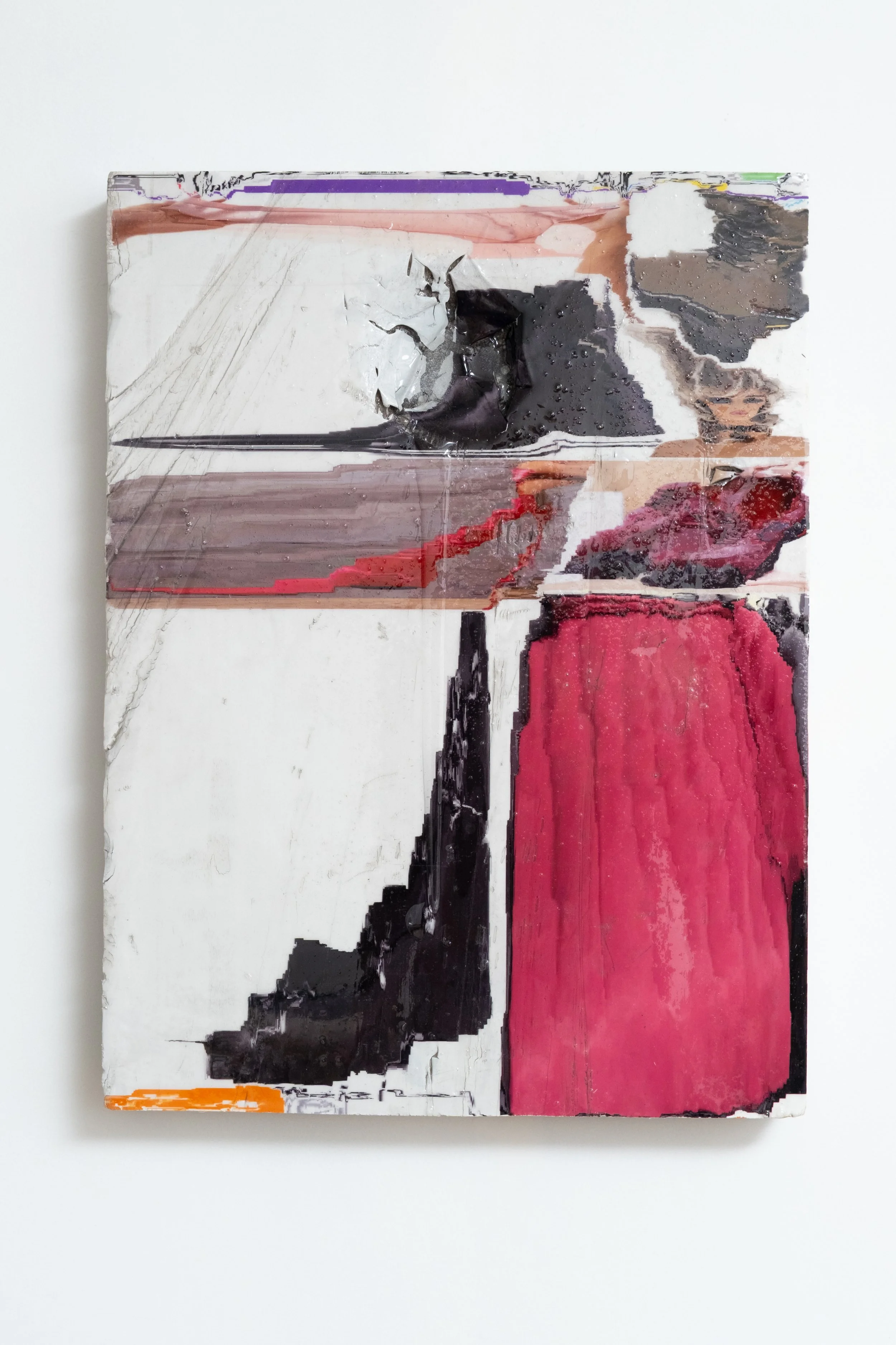 Jānis Dzirnieks, TEMU Latvia, 2026, UV inkjet print on found XPS foam, epoxy resin, steel, 50 x 67cm. 
