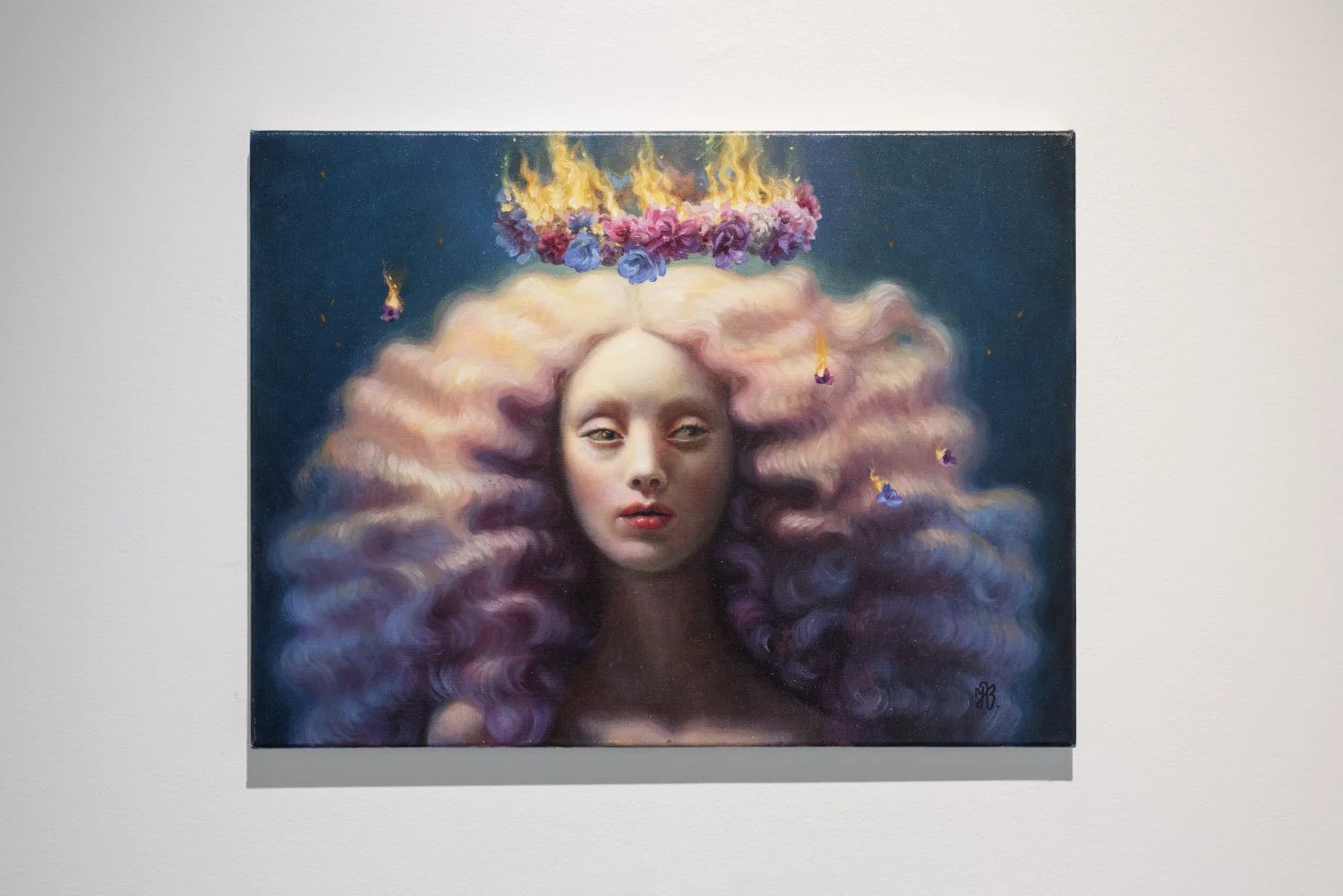 Jana Briķe, Gravitācijas centrs, 2020, Oil on canvas, 40 x 30cm. Photo: Kristīne Madjare.