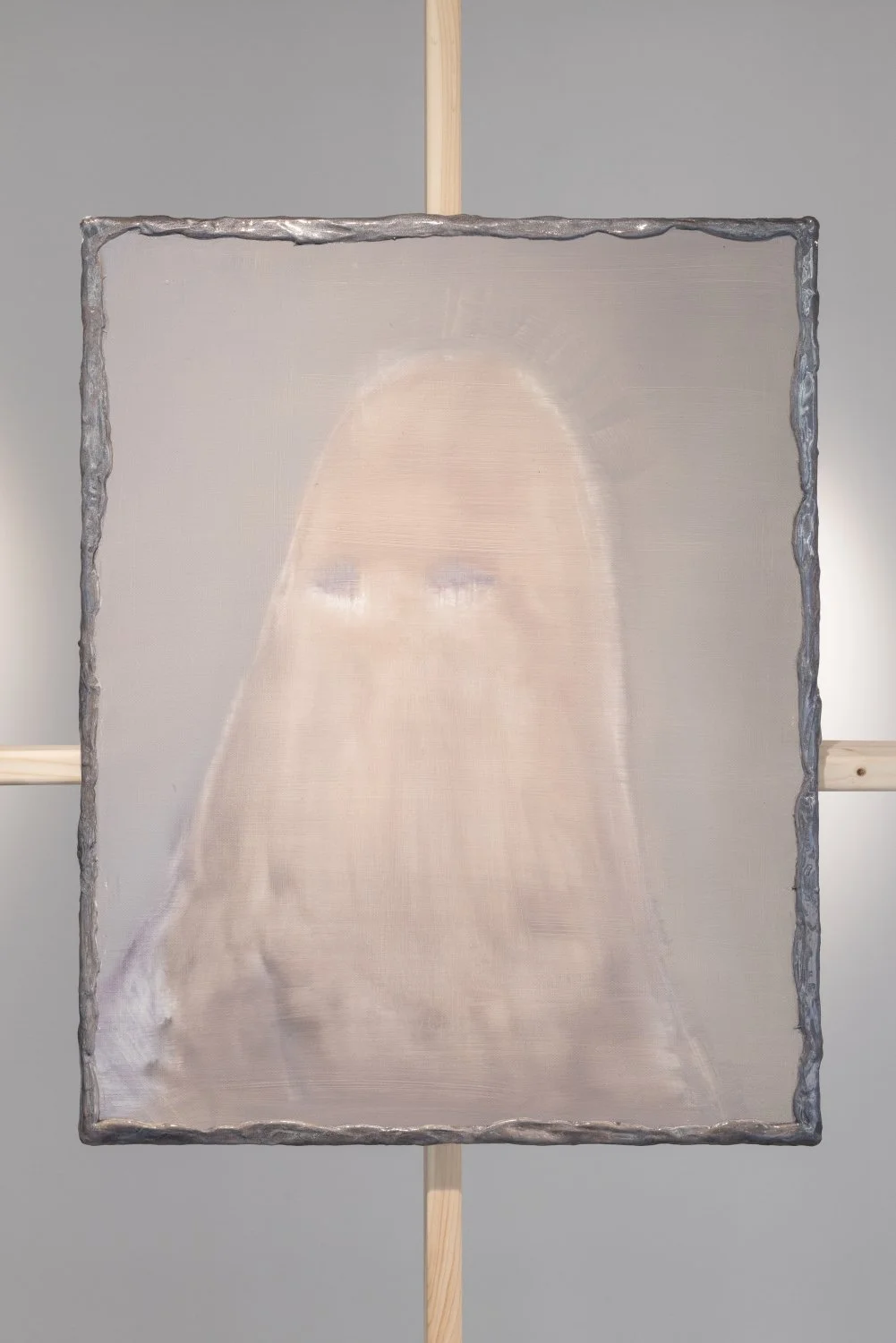 Paula Zariņa-Zēmane, Undisclosed, 2025, Oil on Canvas, epoxy resin, acrylic resin, 40 x 50cm. Photo: Kristīne Madjare.