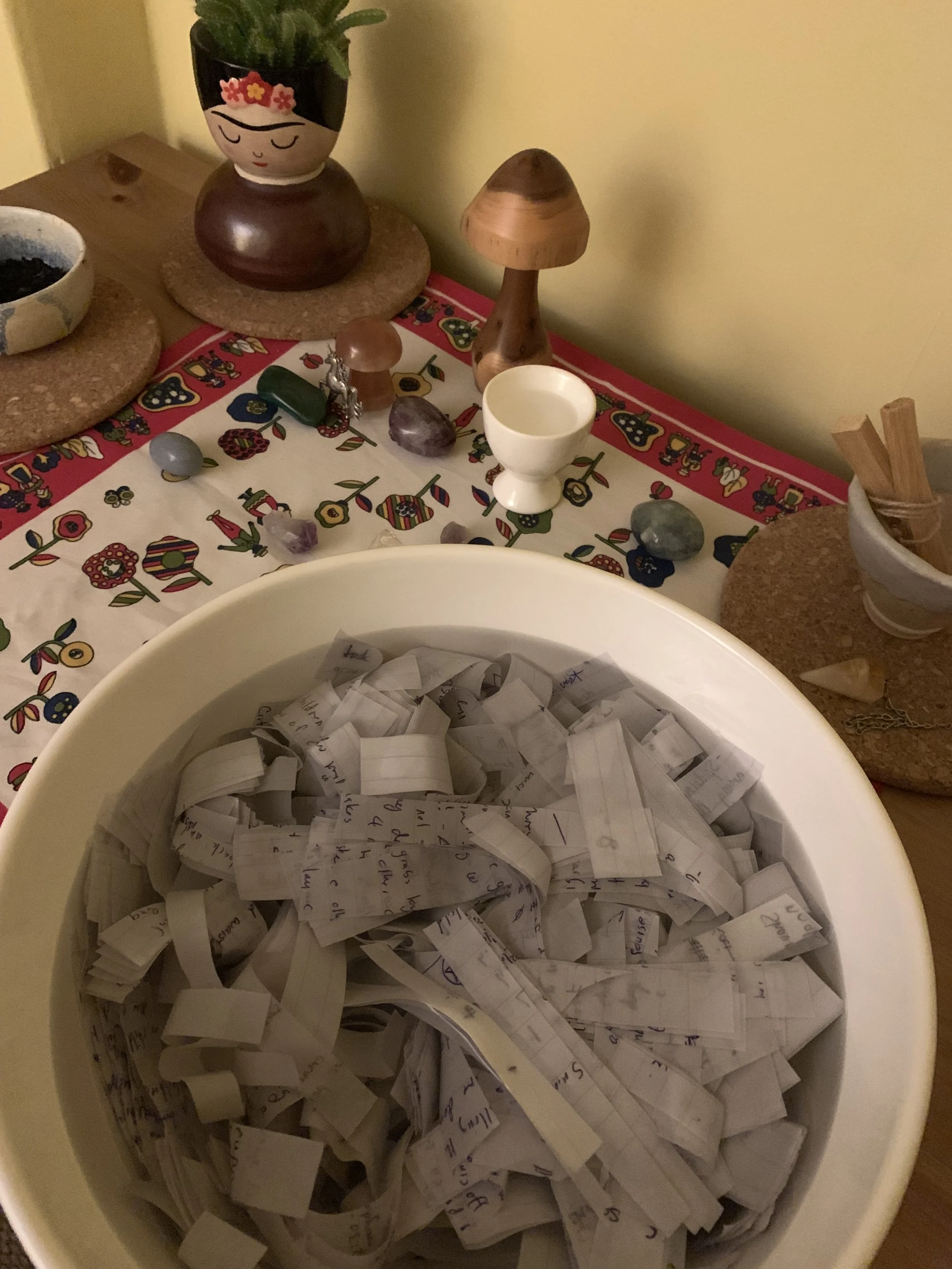 Soaking paper placed at alter