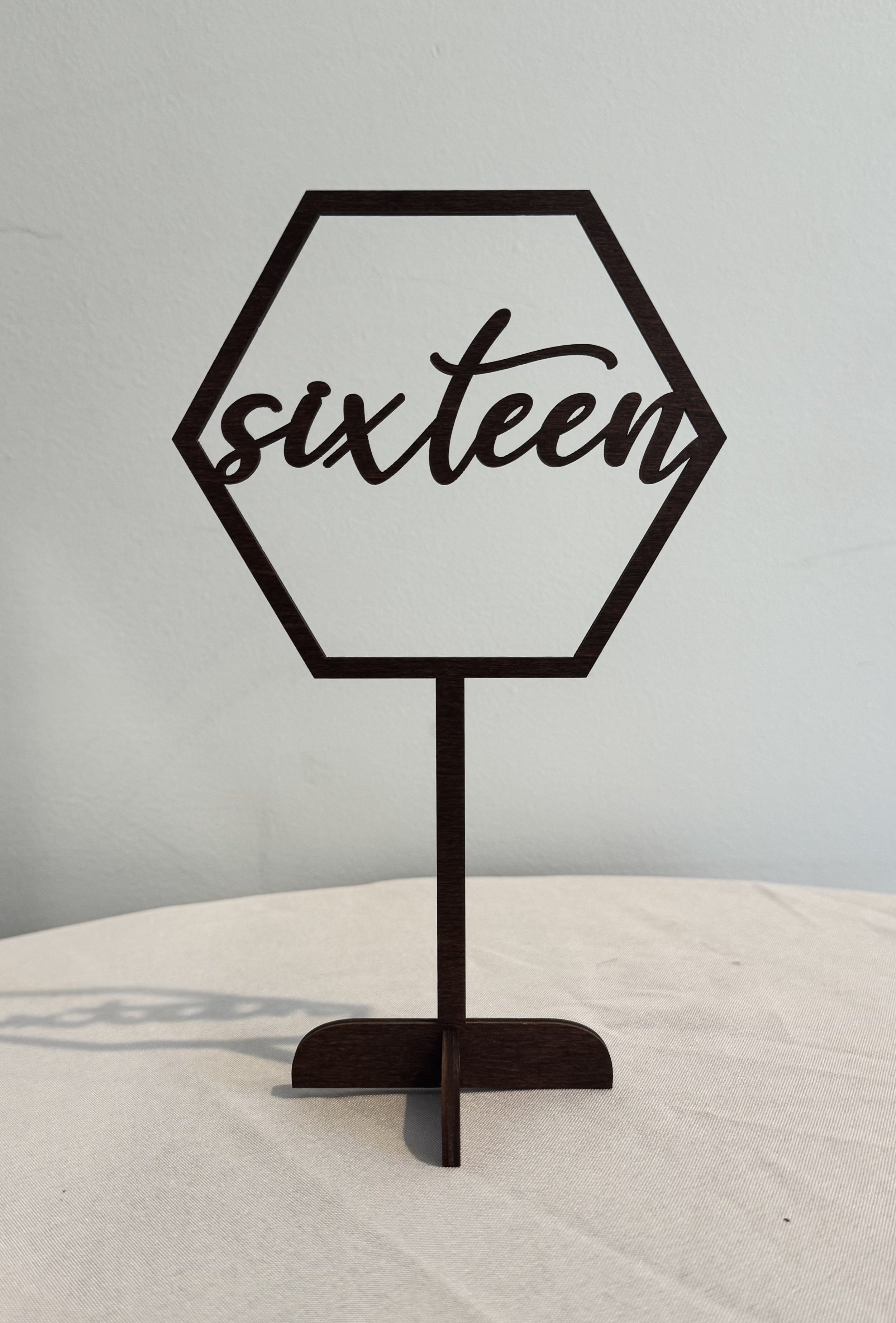 Wood Hex Table Number