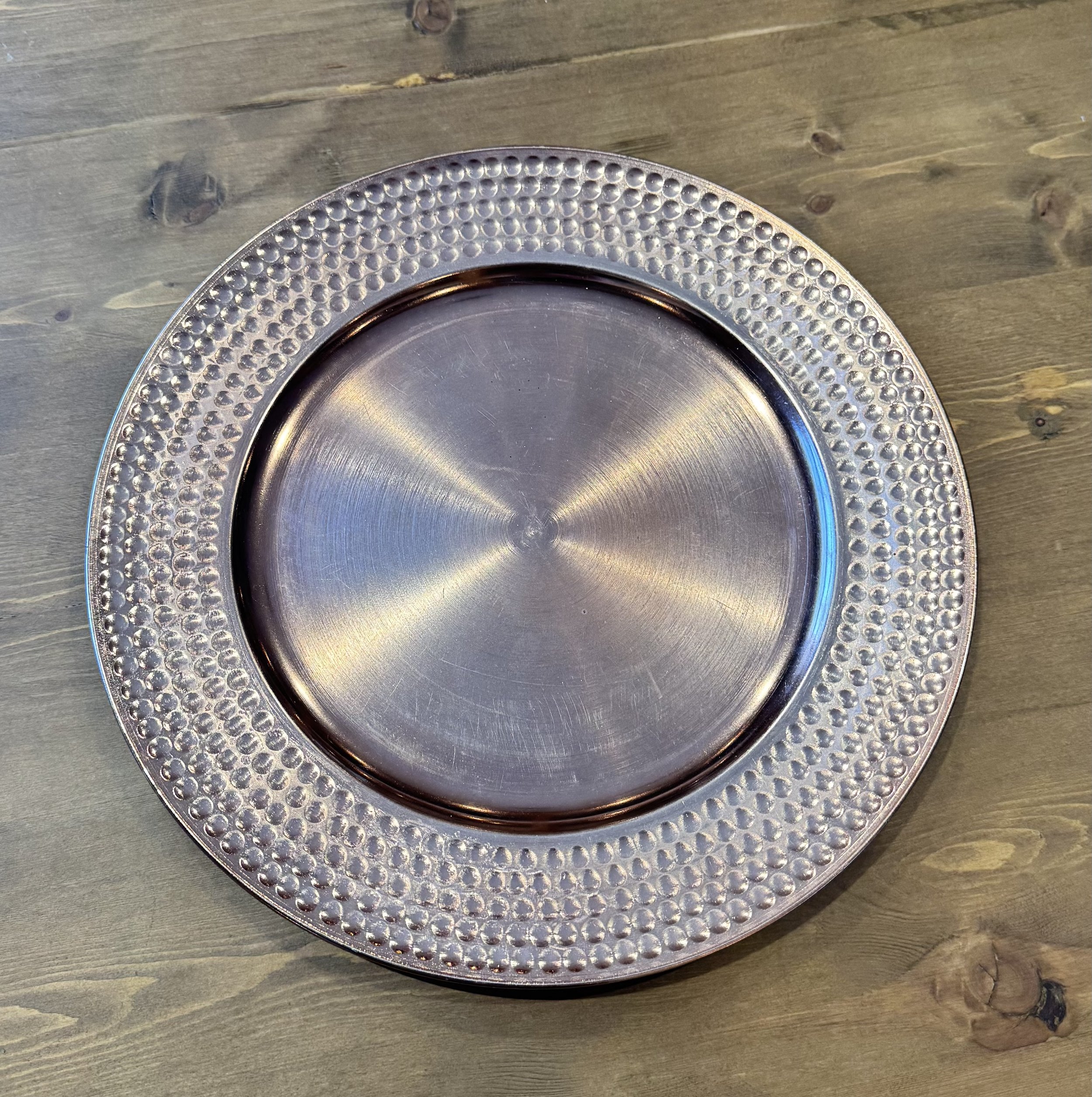 Rose Gold Hammered edge Charger Plate