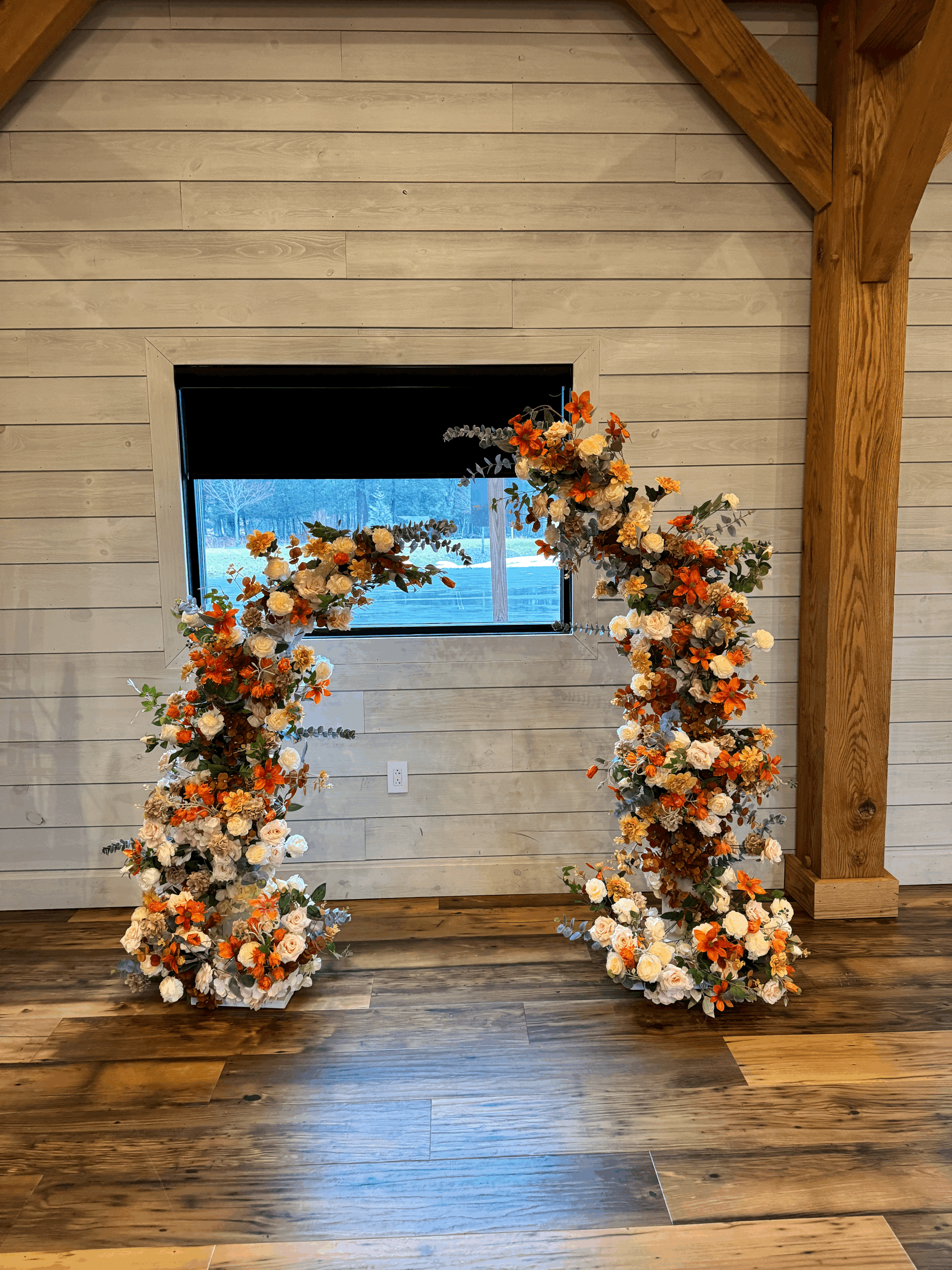 Half Crescent Moon Display - Fall flowers