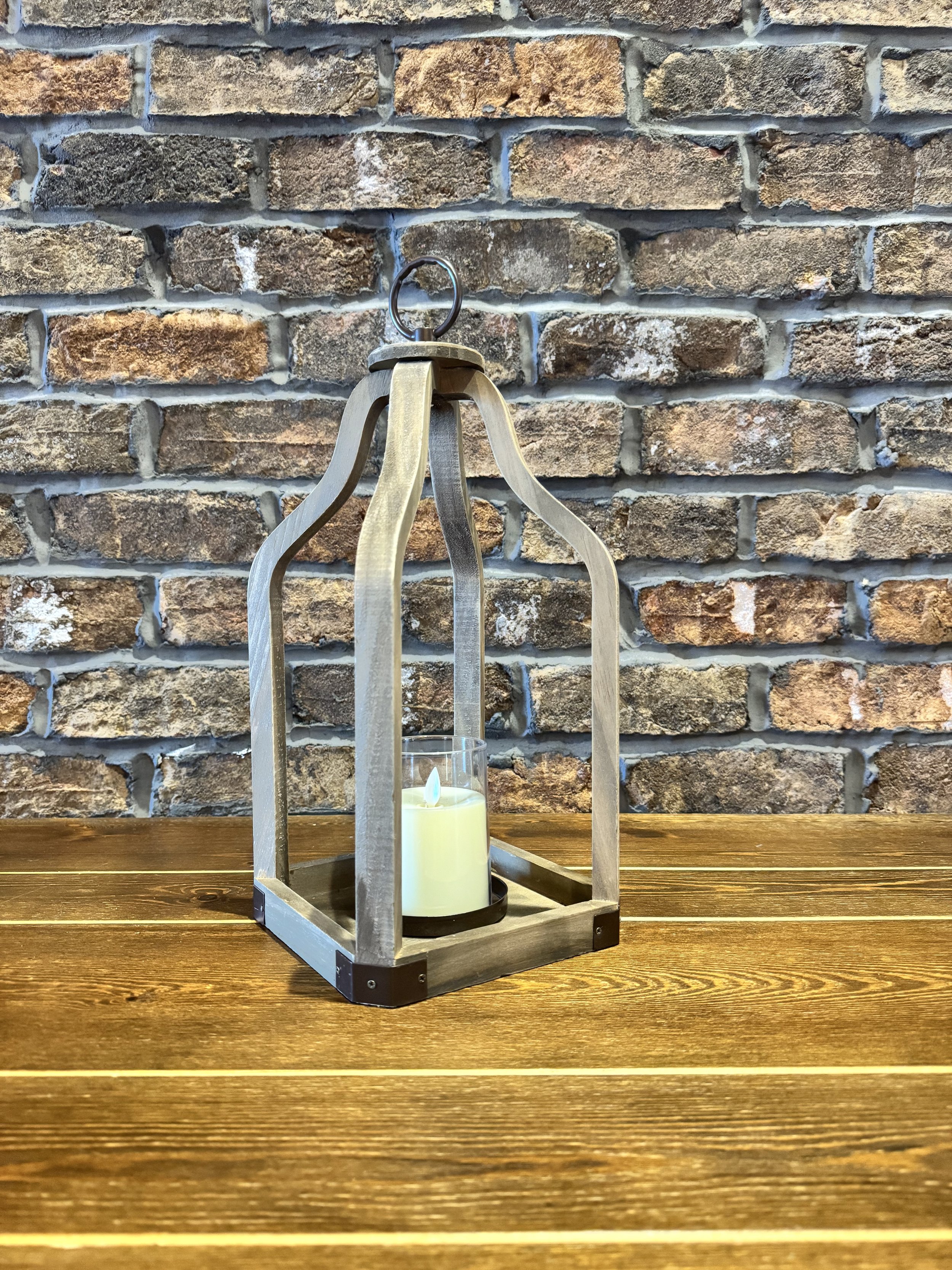 Wood Lantern W/ Candles