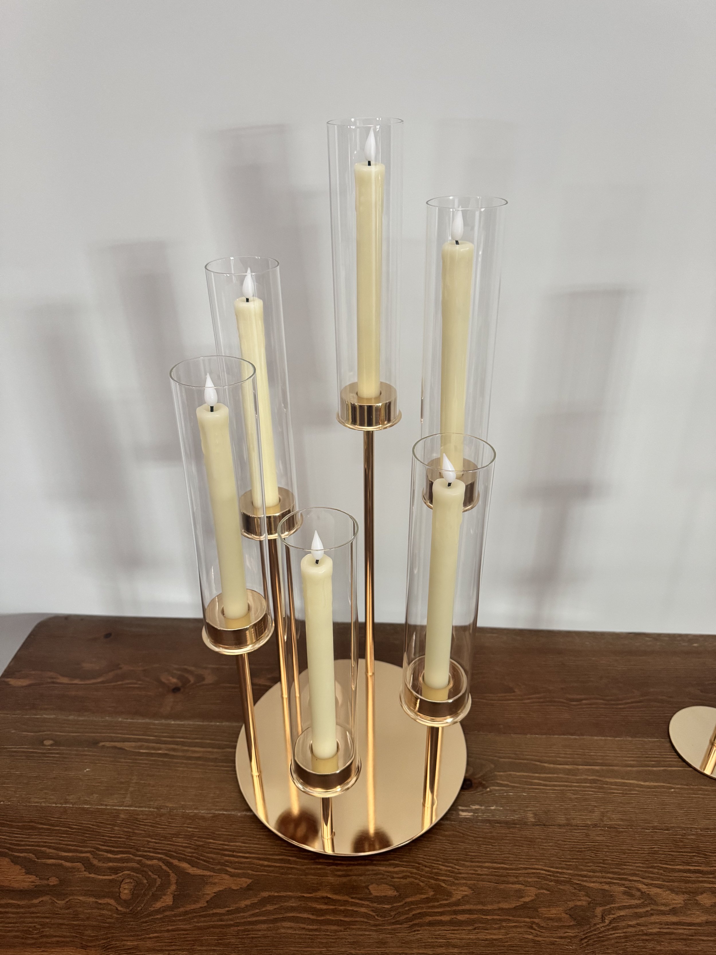Gold/Glass Candelabra w/ candles