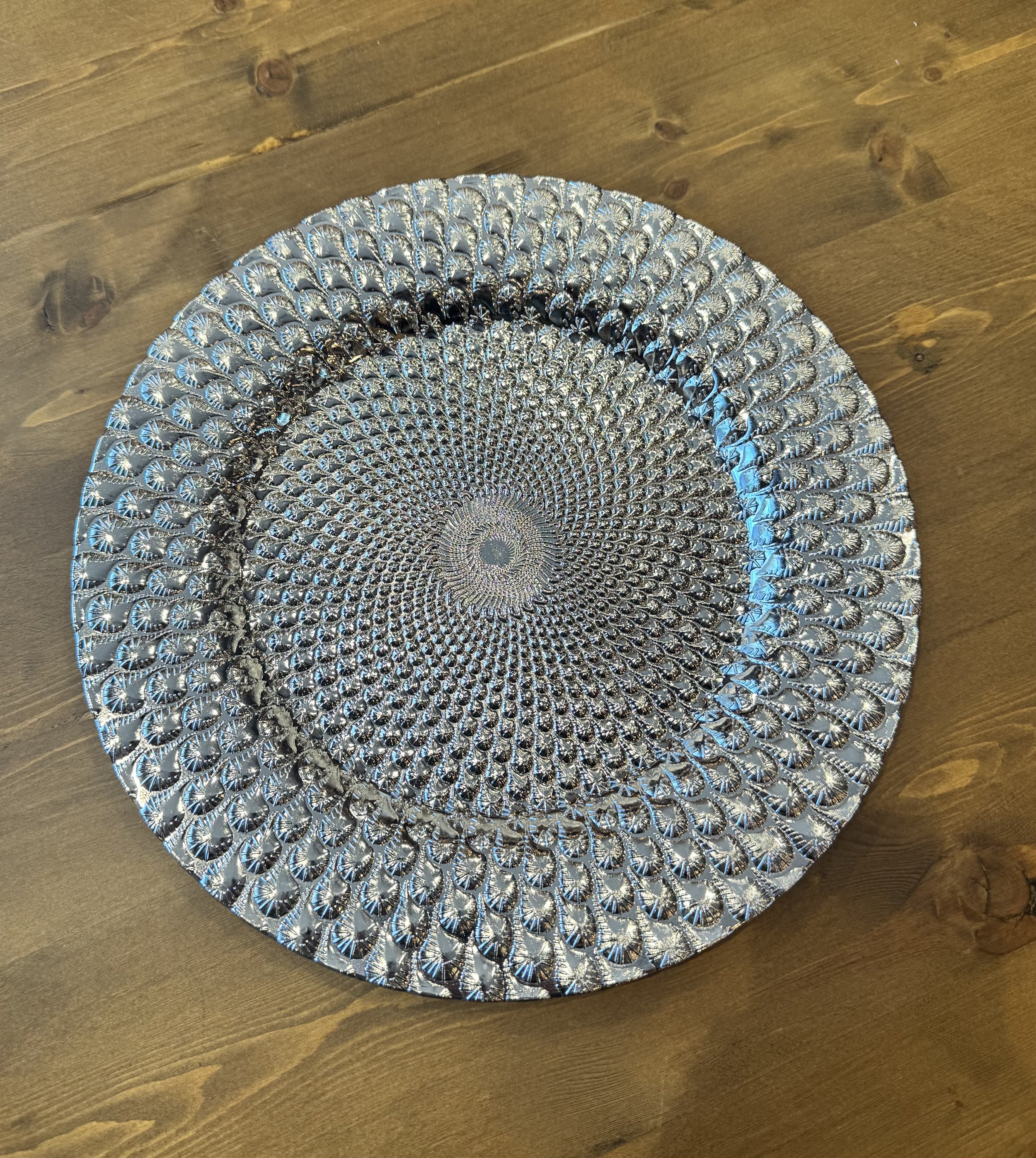 Silver Peacock Charger Plate