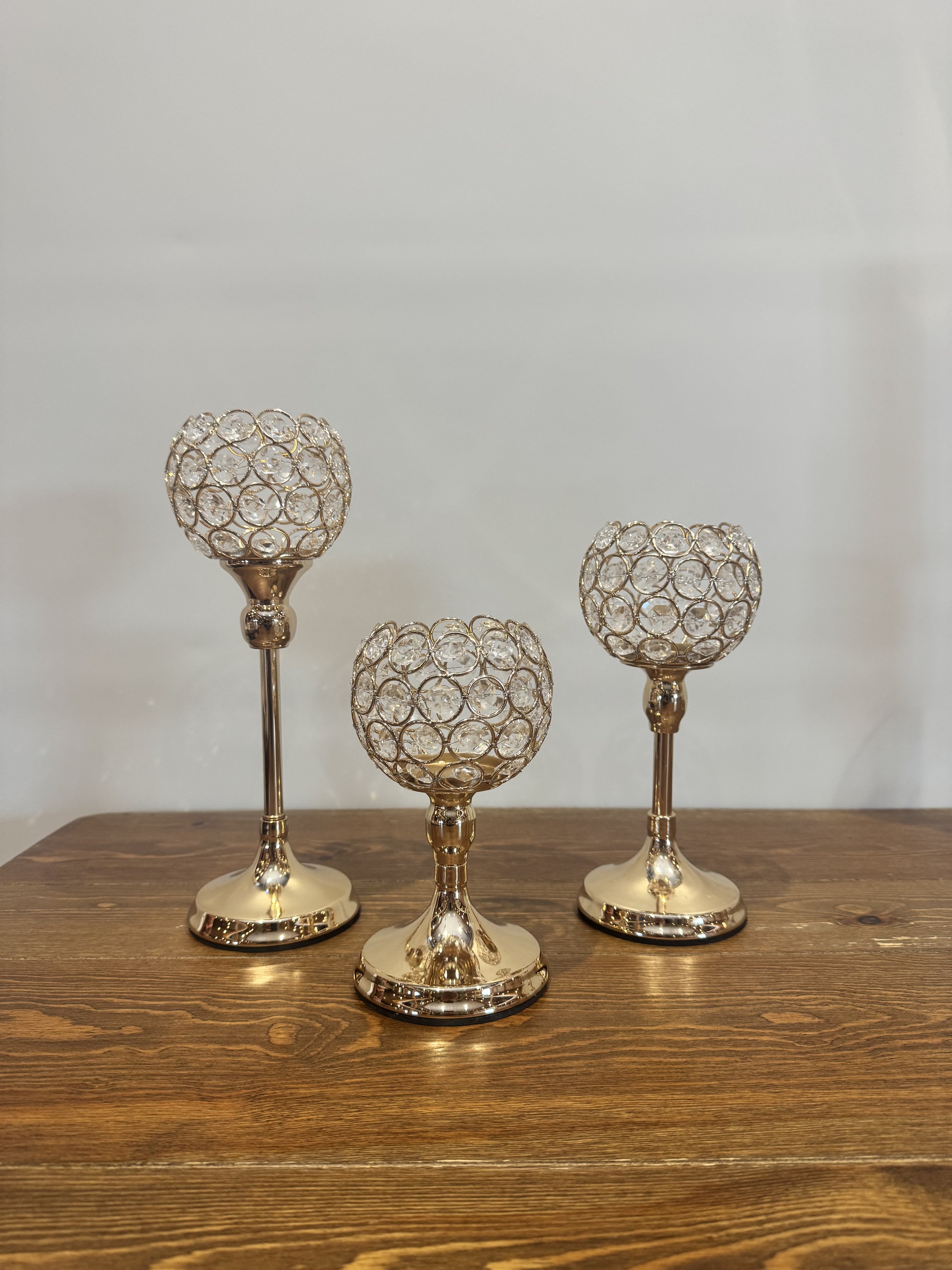 Gold Crystal Goblets 3 Piece