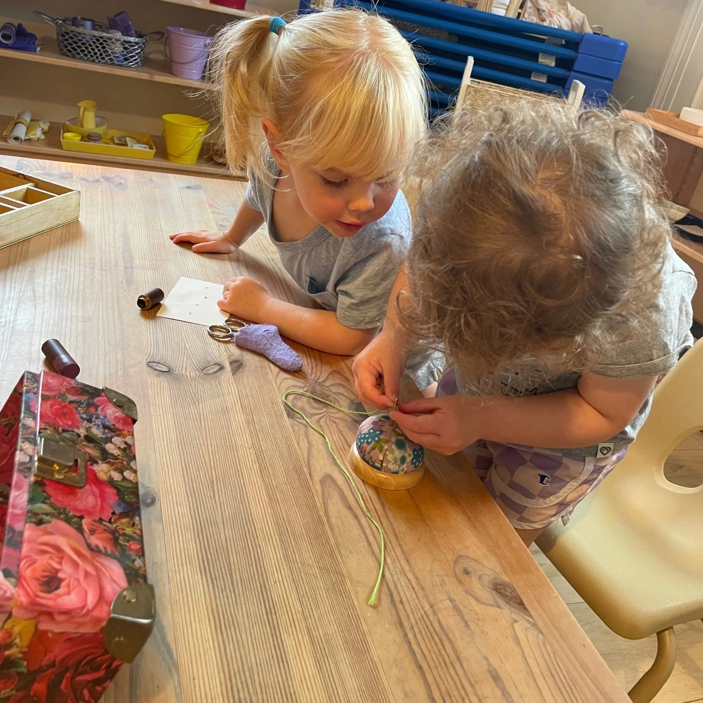 In a multi-age group, younger children are inspired and helped by older children. Older children solidify their skills and gain confidence by helping younger children.