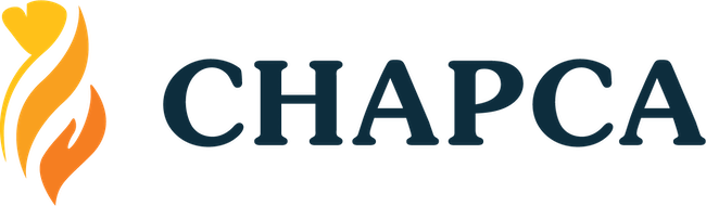 Logo of CHAPCA with stylized flame design in shades of orange and yellow.