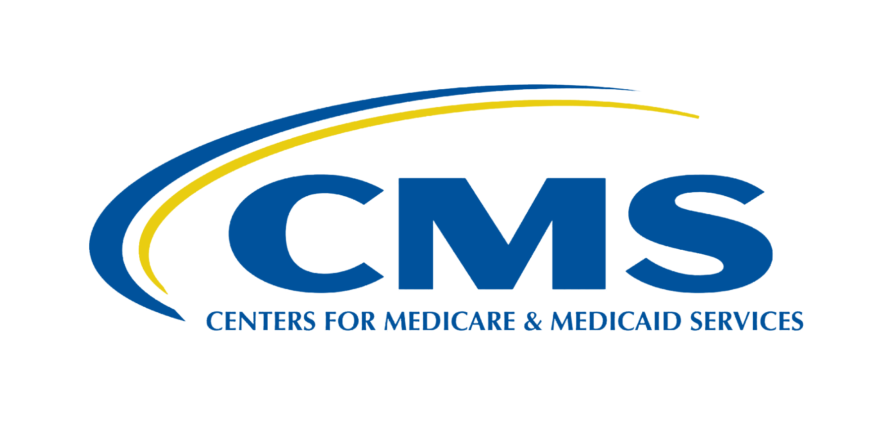 Logo for Centers for Medicare & Medicaid Services (CMS) with blue and yellow swooshes above the text.