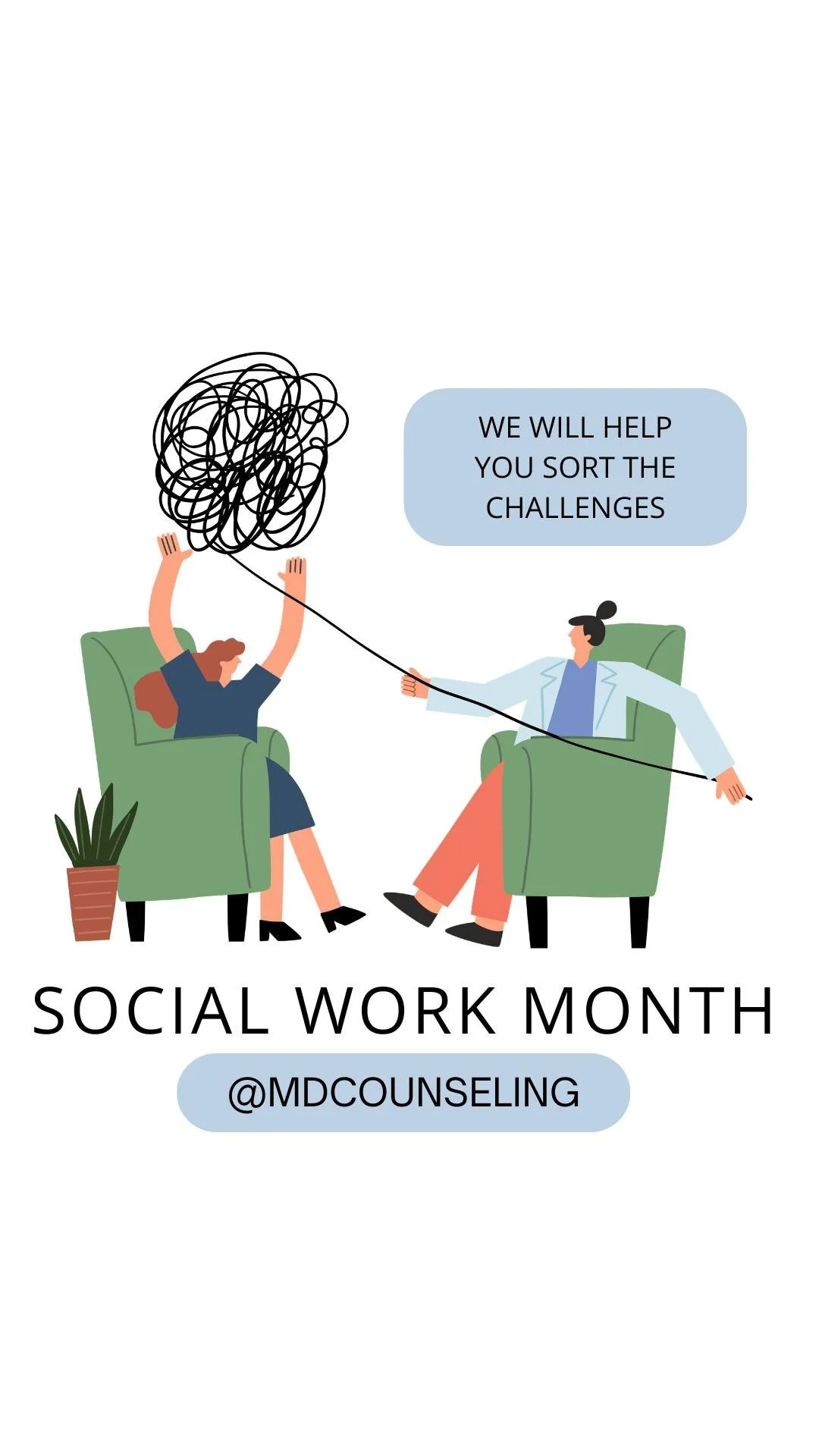 March is social work month, when we celebrate this profession. Social work is the largest profession of mental health providers. We are committed to being here for you. 
.
.
.
 #SocialWorkMonth #SocialWork #SocialWorkers #MentalHealth #Counseling #Th