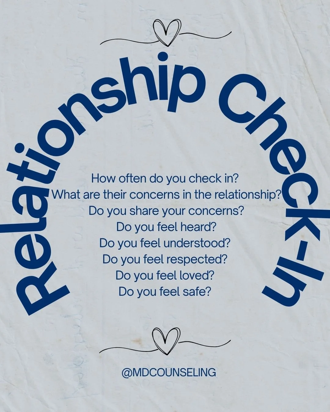 Relationships don't run on autopilot. You need to do check-ins and check-ups. 

When did you do your last one?

.
.
.
 #RelationshipCheckIn #HealthyRelationships #RelationshipGoals #CommunicationMatters #LoveAndRespect #RelationshipAdvice #CouplesChe