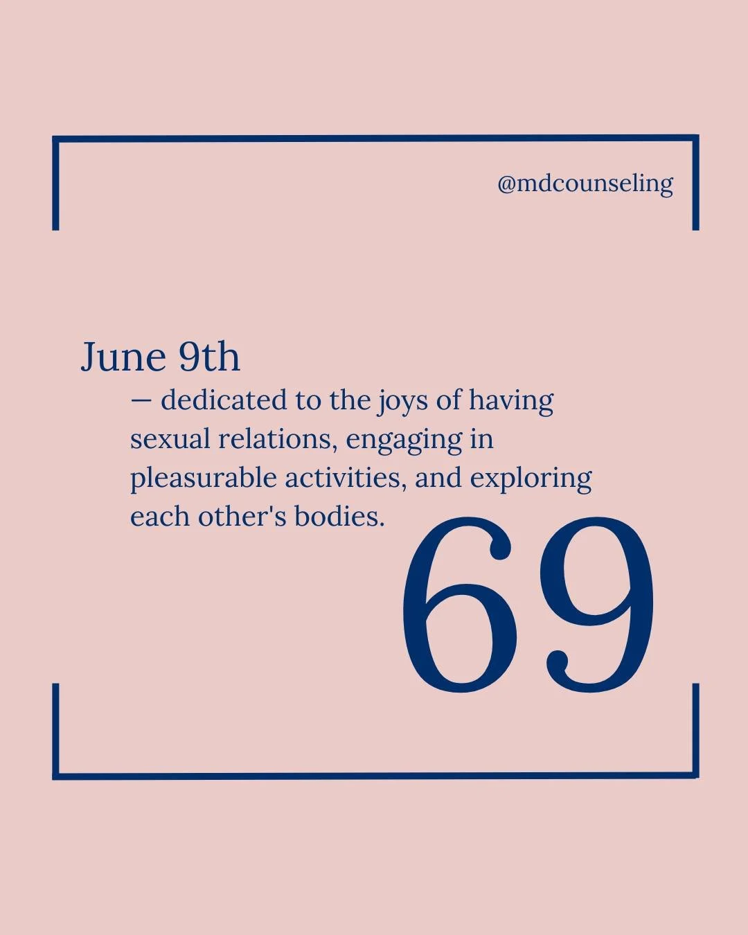 What can I say, the date says it all. 

How will you spend the day?
.
.
.
 #PleasurableActivities #June9th #SexualWellness #HealthyRelationships #RelationshipGoals #IntimacyMatters #JoyOfLife