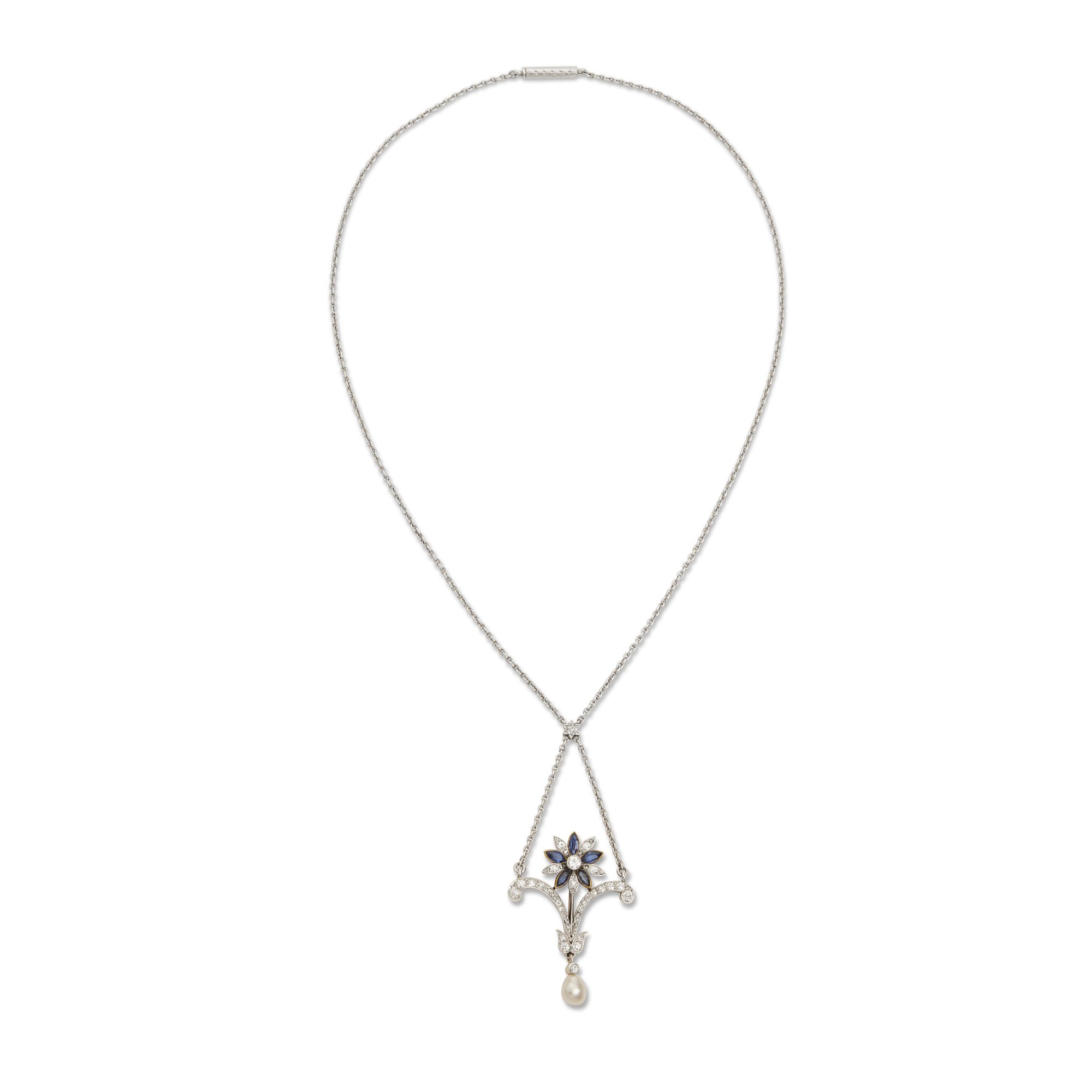 5c A9033 AN EDWARDIAN SAPPHIRE, DIAMOND AND PEARL PENDANT.jpg