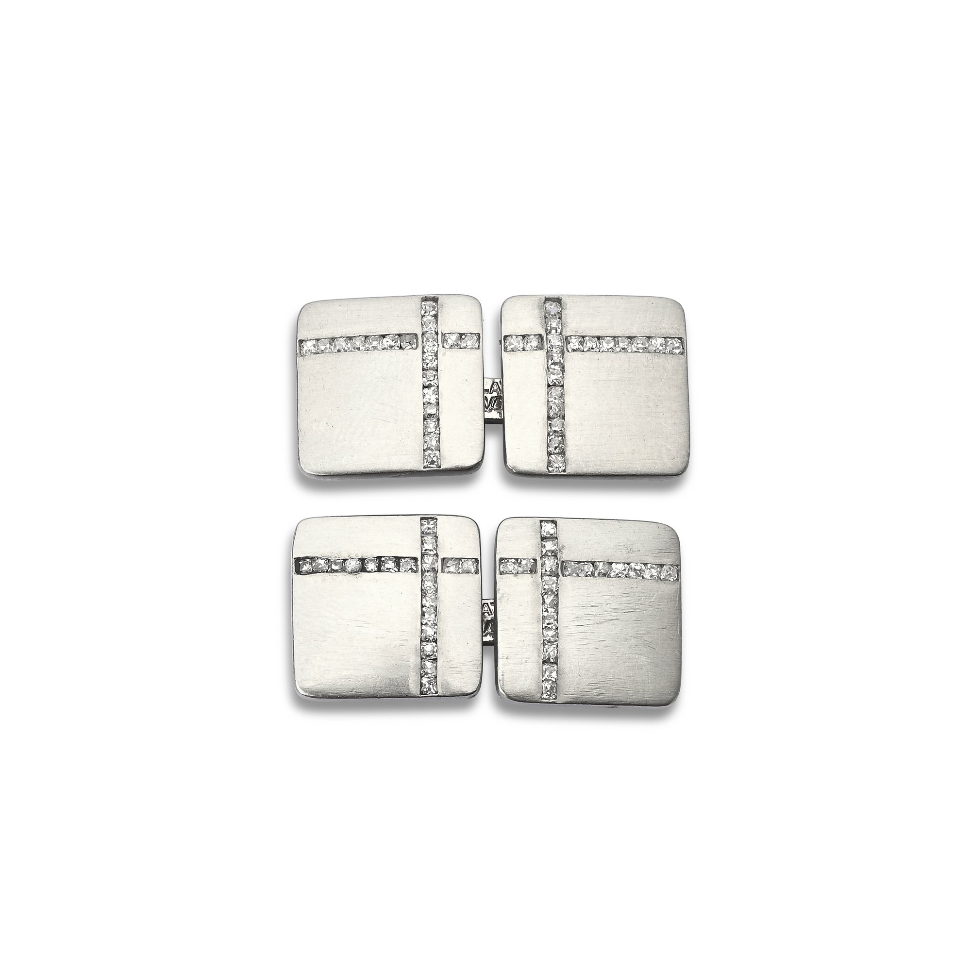 A8730 B A PAIR OF PLATINUM AND DIAMOND CUFFLINKS.jpg