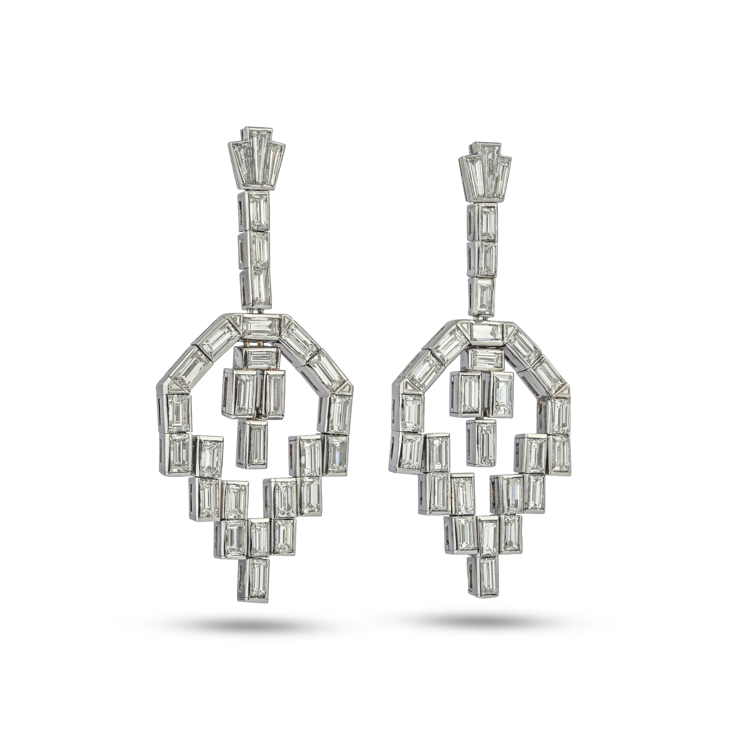 A9468B A PAIR OF ART DECO DIAMOND PENDANT EARRINGS.jpg