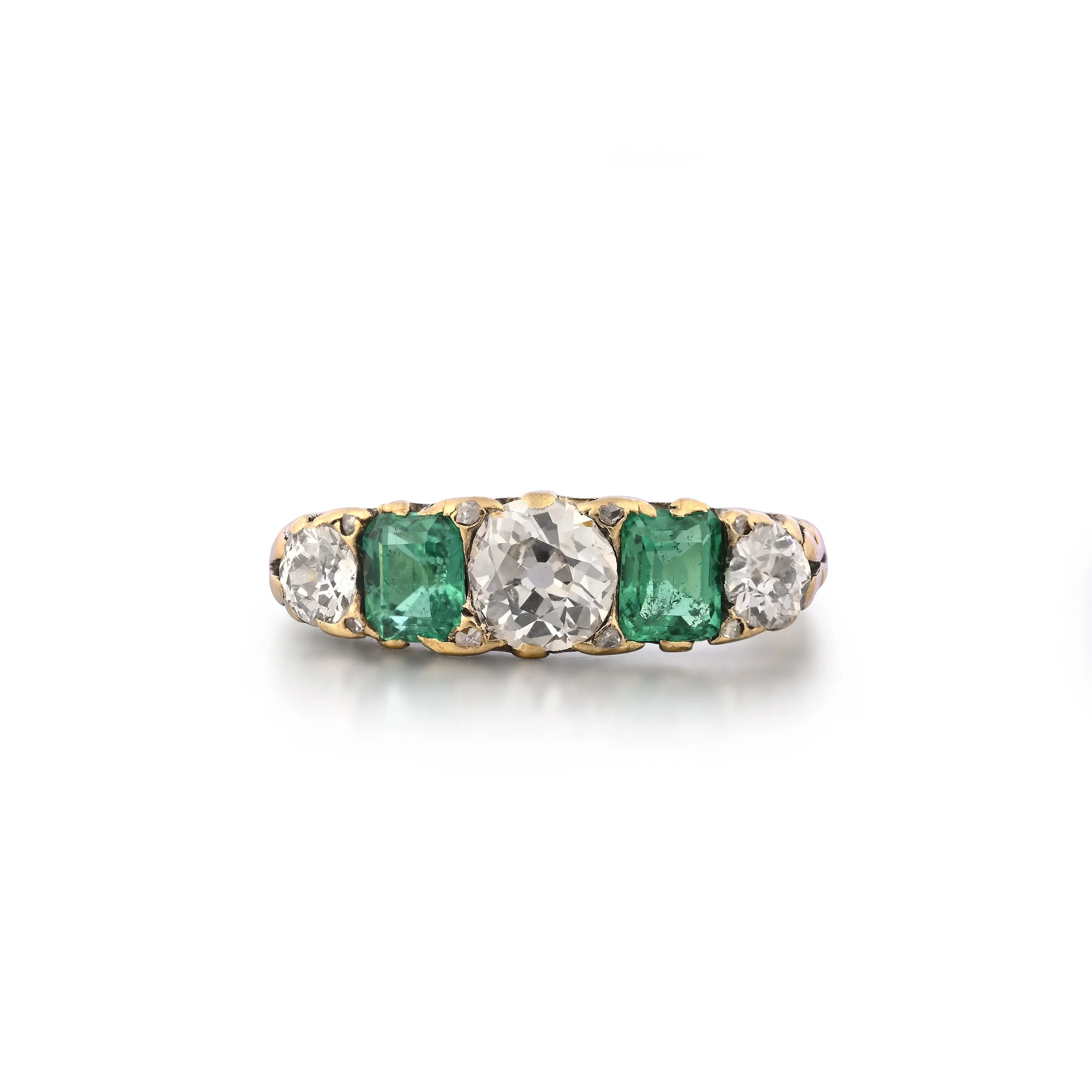 A9426A A VICTORIAN EMERALD AND DIAMOND RING.jpg