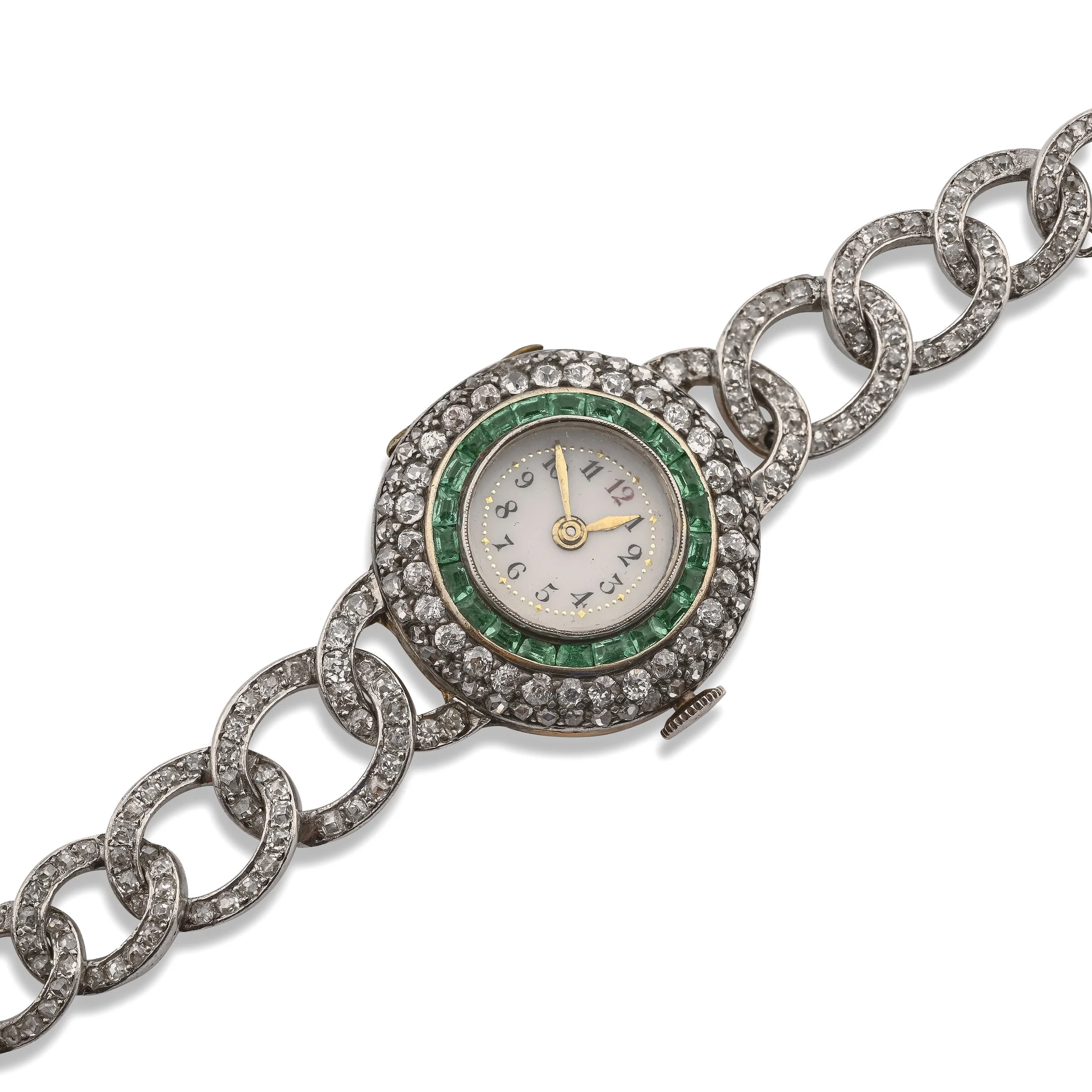 A9459C AN ART DECO EMERALD AND DIAMOND DRESS WATCH.jpg