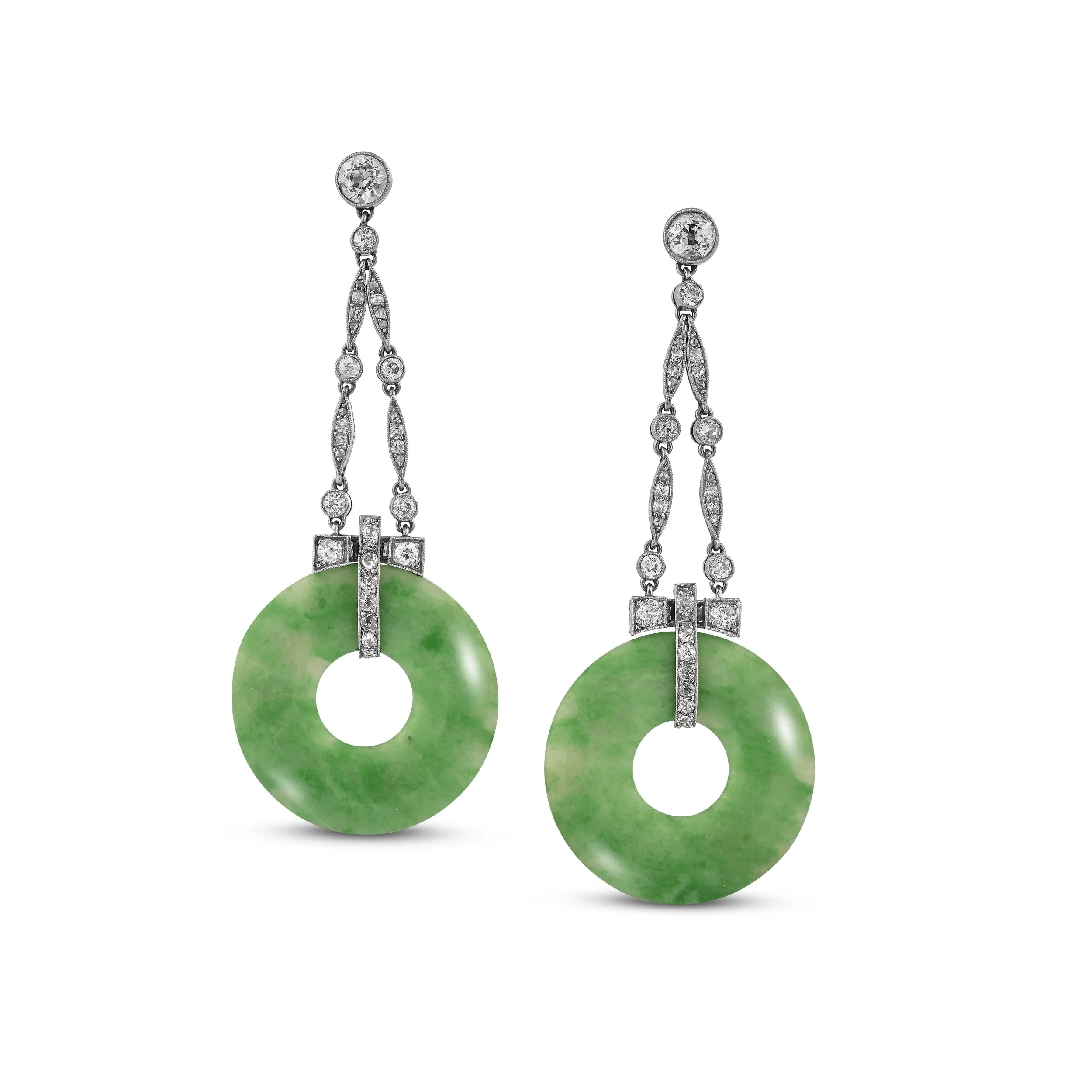 A9449A A FINE PAIR OF JADE AND DIAMOND EARRINGS.jpg