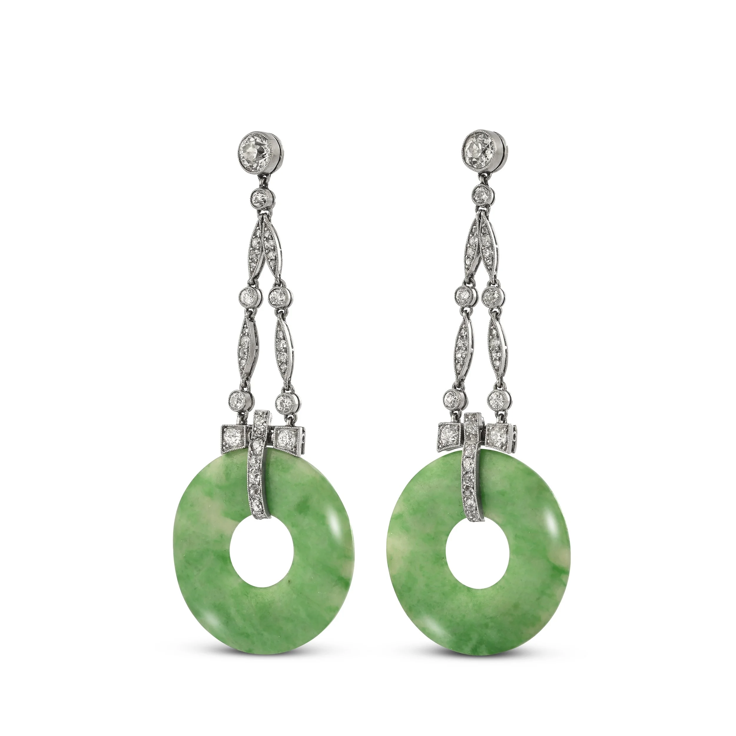 A9449B A FINE PAIR OF JADE AND DIAMOND EARRINGS.jpg