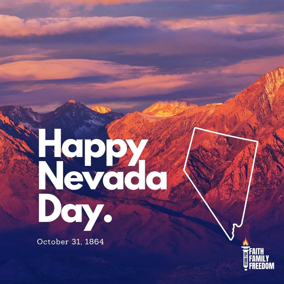 Happy Nevada Day! 
Today we celebrate our great state &mdash; its courage, history, and the freedom that built it.
From the desert valleys to the Sierra peaks, may we continue to stand for faith, family, and freedom in the Silver State. ✨
#StandForFa