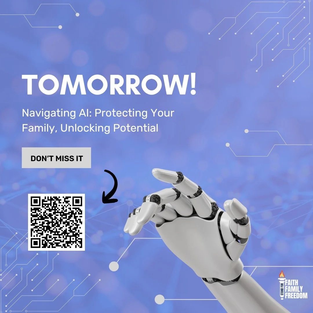 TOMORROW! 
Join us for Navigating AI: Protecting Your Family, Unlocking Potential &mdash; a live Zoominar exploring how to approach technology with faith, wisdom, and purpose.

🕡 Sunday, Nov 9 | 6:30 PM PT
💻 Join Zoom: https://us06web.zoom.us/j/810
