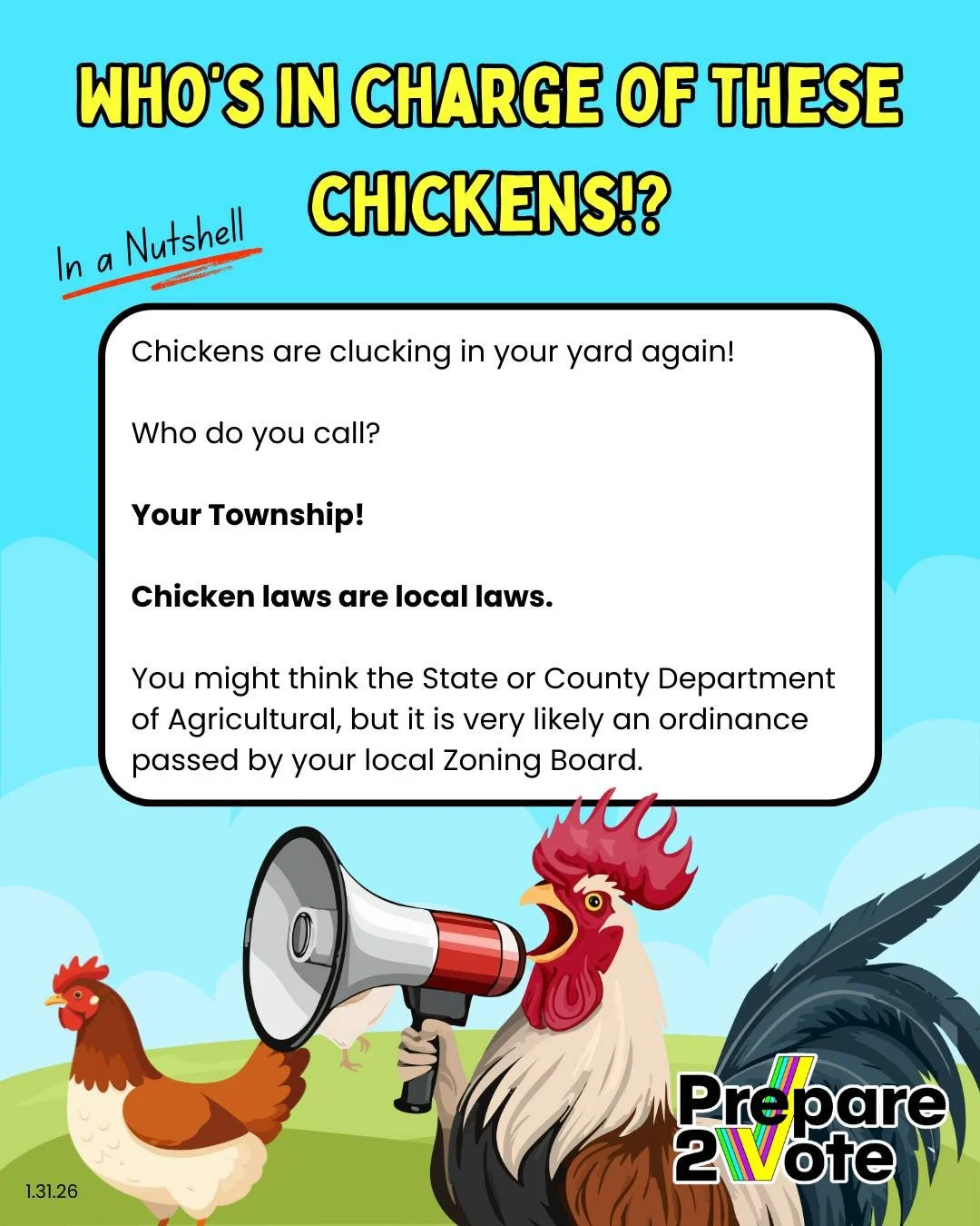 When your neighbor's chickens wake you up at sunrise right outside your window,  you might want to make a call to find out the rules.

Some New Jersey towns allow residents to have chickens. The number of chickens is decided by the town, and more spe