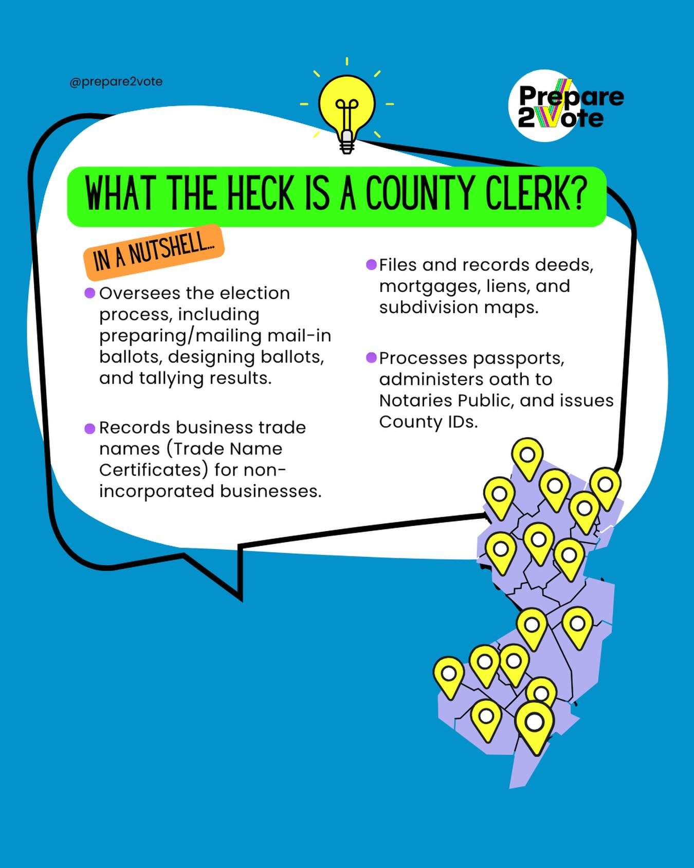 So, what the heck is a County Clerk? County Clerks help administer elections, and they are gearing up for 2026, designing the ballots, assisting the Board of Elections, and getting ready for the Primary.

They are also the keeper of all property reco