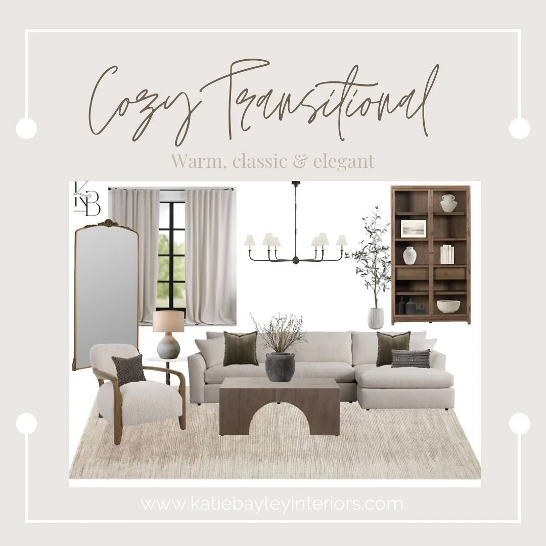I love when I sit down and inspiration just flows ✨
I started this living room board and before I knew it, I had created the kitchen and dining room. Warm woods,  cozy textures, and a mix of modern &amp; traditional details combine to create a cohesi