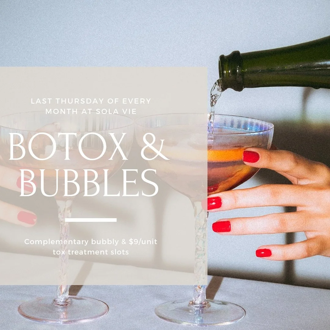 New Event Series for 2025!

✉️ Join @nursesola and @chelsea.solavieskinclinic in the Providence and Somerset location the last Thursday of the month for an in-house botox party.

Sip on complementary bubbles and bites and enjoy $9/unit featured tox (