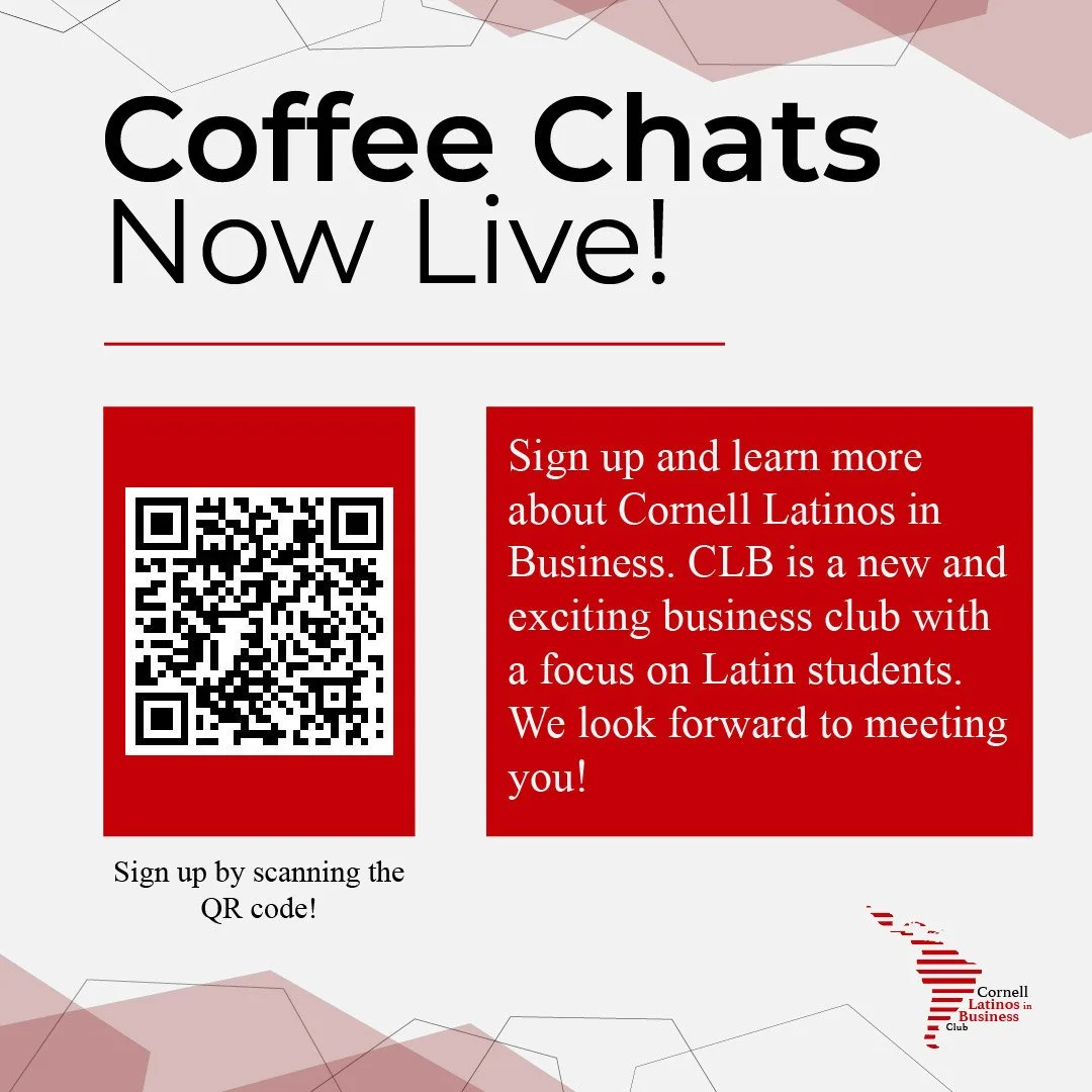 We are excited to announce that the coffee chat request form is now open. Scan the QR code to meet with us! 

You can also access the form through our website link in the bio.