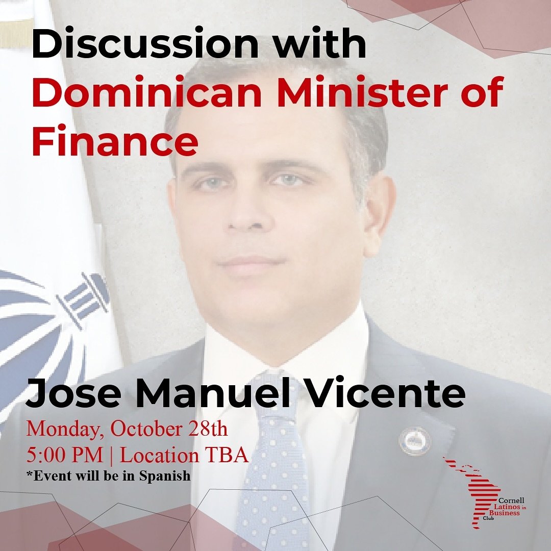 Join us in welcoming the Minister of Finance of the Dominican Republic on October 28th!

This event is open to all students. Link in our bio!

**the event will be held in Spanish