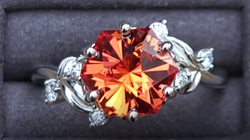 D20 Lab Orange Sapphire Floral-Inspired Platinum Engagement Ring