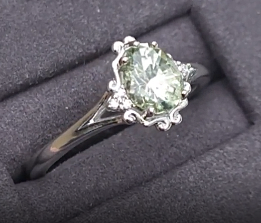 Unheated Yellow Montana Sapphire in Vintage-Inspired 14K WG Ring With Lab Diamond Accents