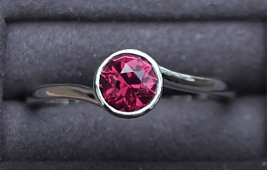 Rhodolite Garnet in Platinum Bezel Solitaire Ring