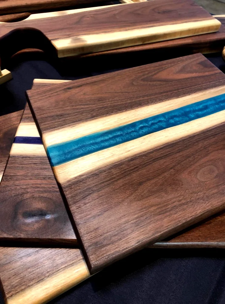blue epoxy cutting board