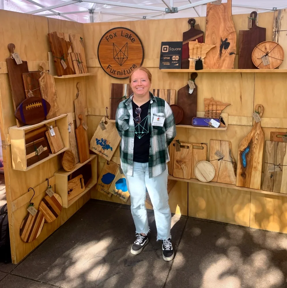 Sam in her booth at a vendor show