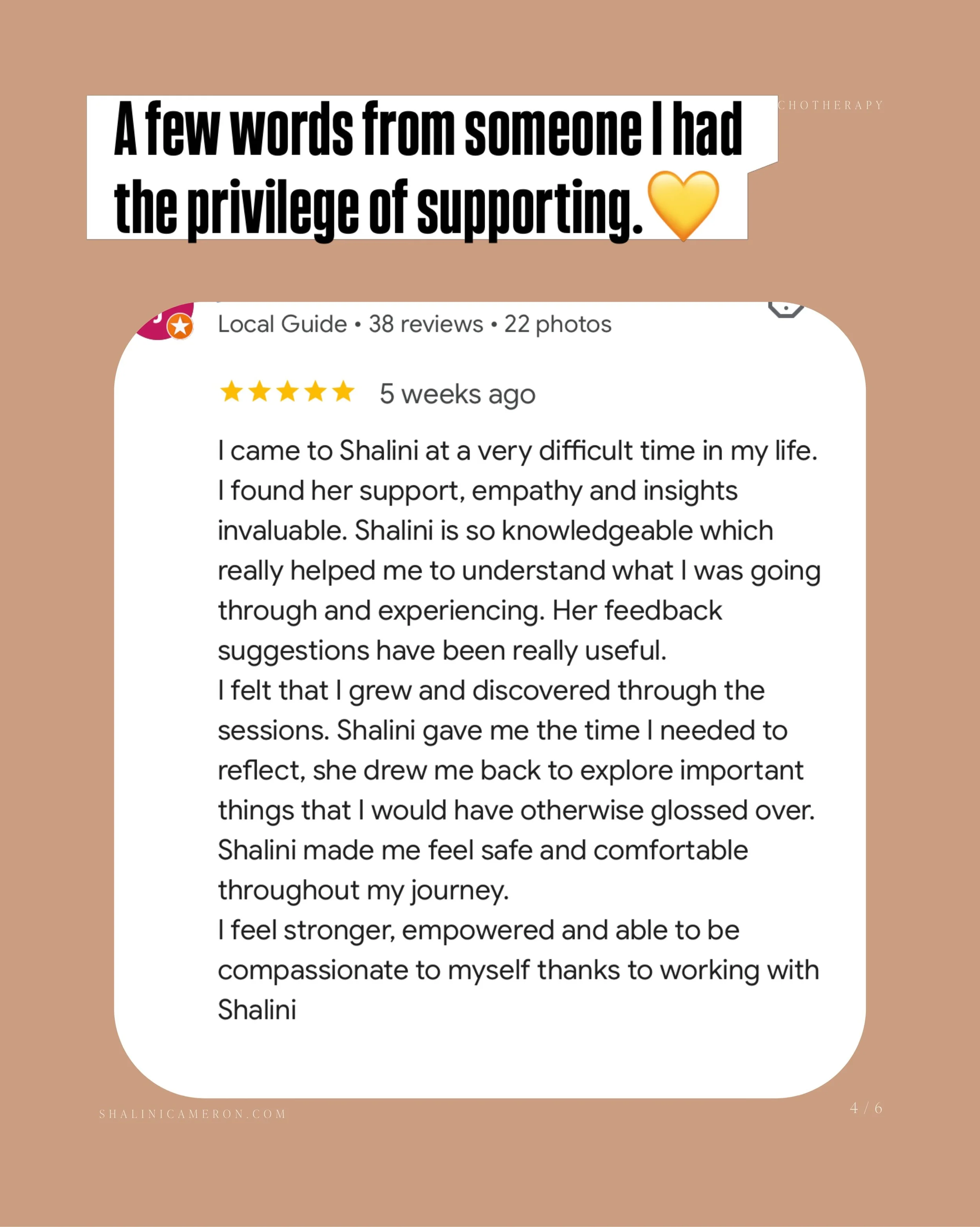 A drop of kindness and a few words shared by someone I&rsquo;ve had the privilege of working alongside.

Every person&rsquo;s healing journey is different, and every testimonial represents hours of courage, curiosity and gentle work with the nervous 